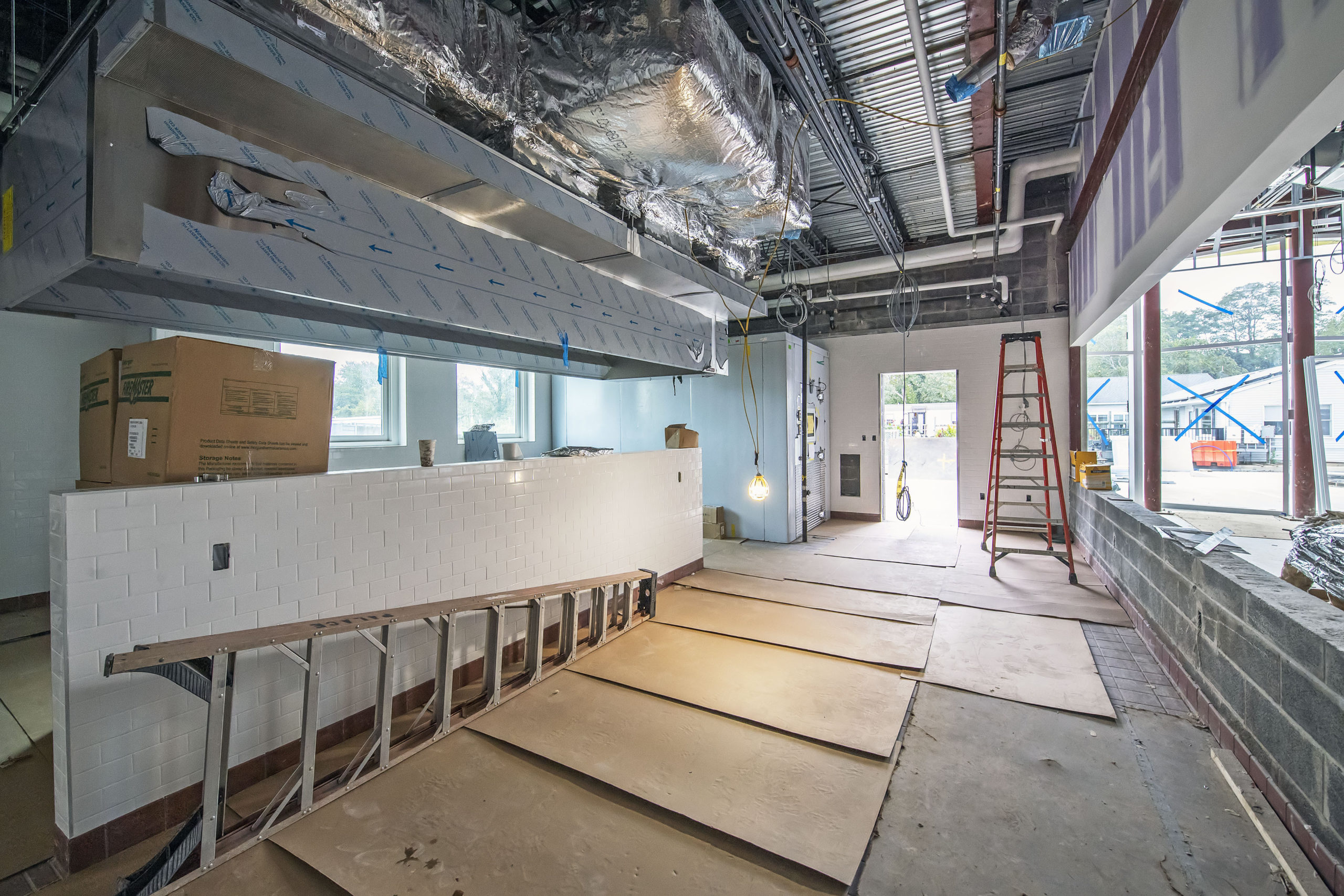 The interior of the cafeteria kitchen as part of the new addition to the Bridgehampton School.   MICHAEL HELLER