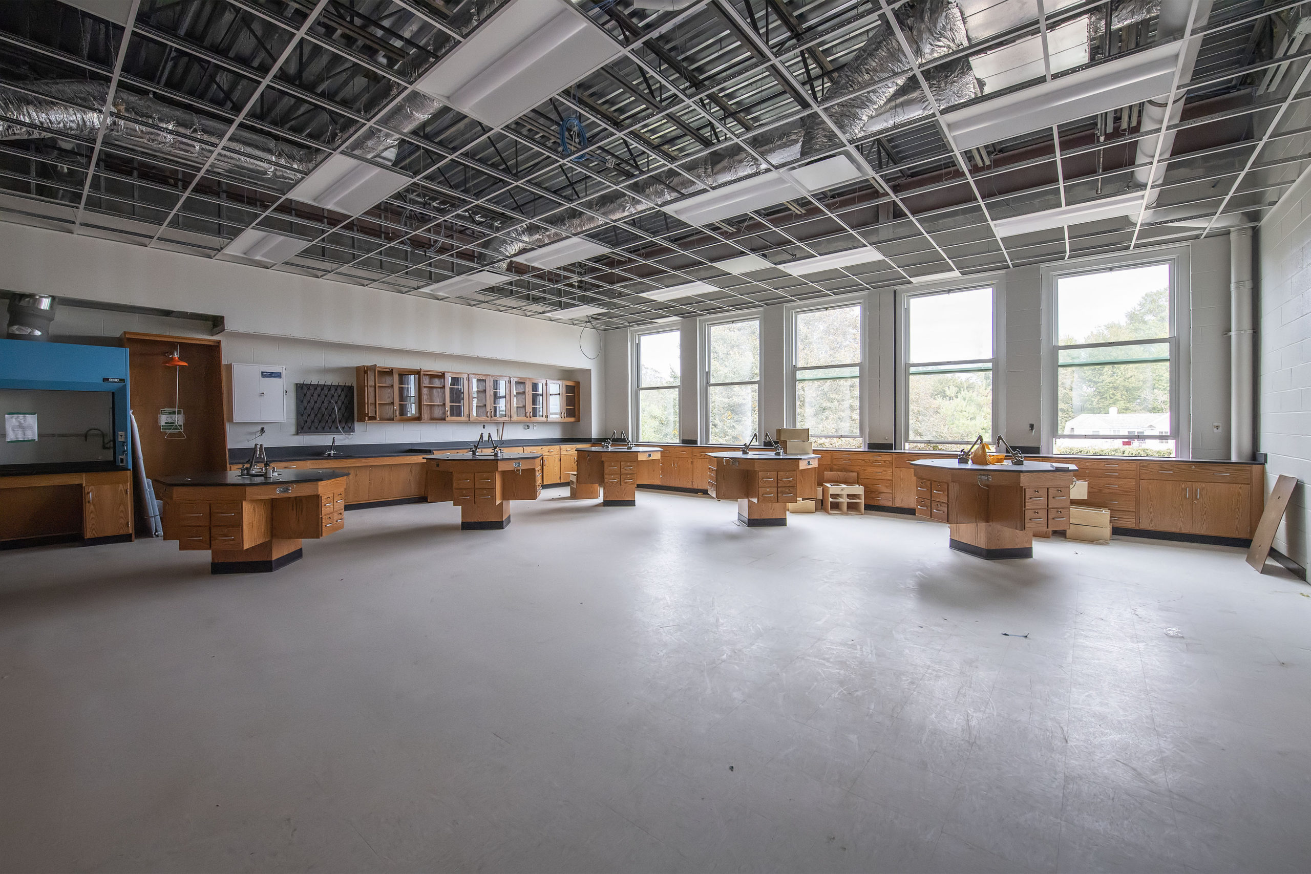 The interior of one of the new science classrooms as part of the new addition to the Bridgehampton School.    MICHAEL HELLER