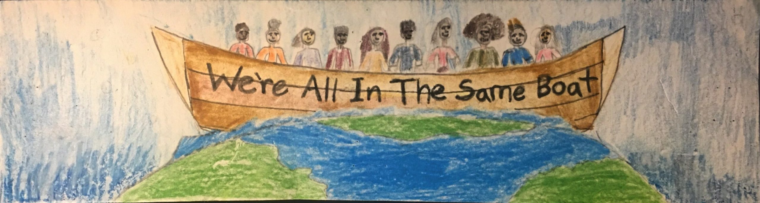 Caption: Springs School student Zan Karoussos was the overall winner of the East Hampton Town Anti-Bias Task Force Bumper Sticker Contest with his “We Are All in the Same Boat” submission. 