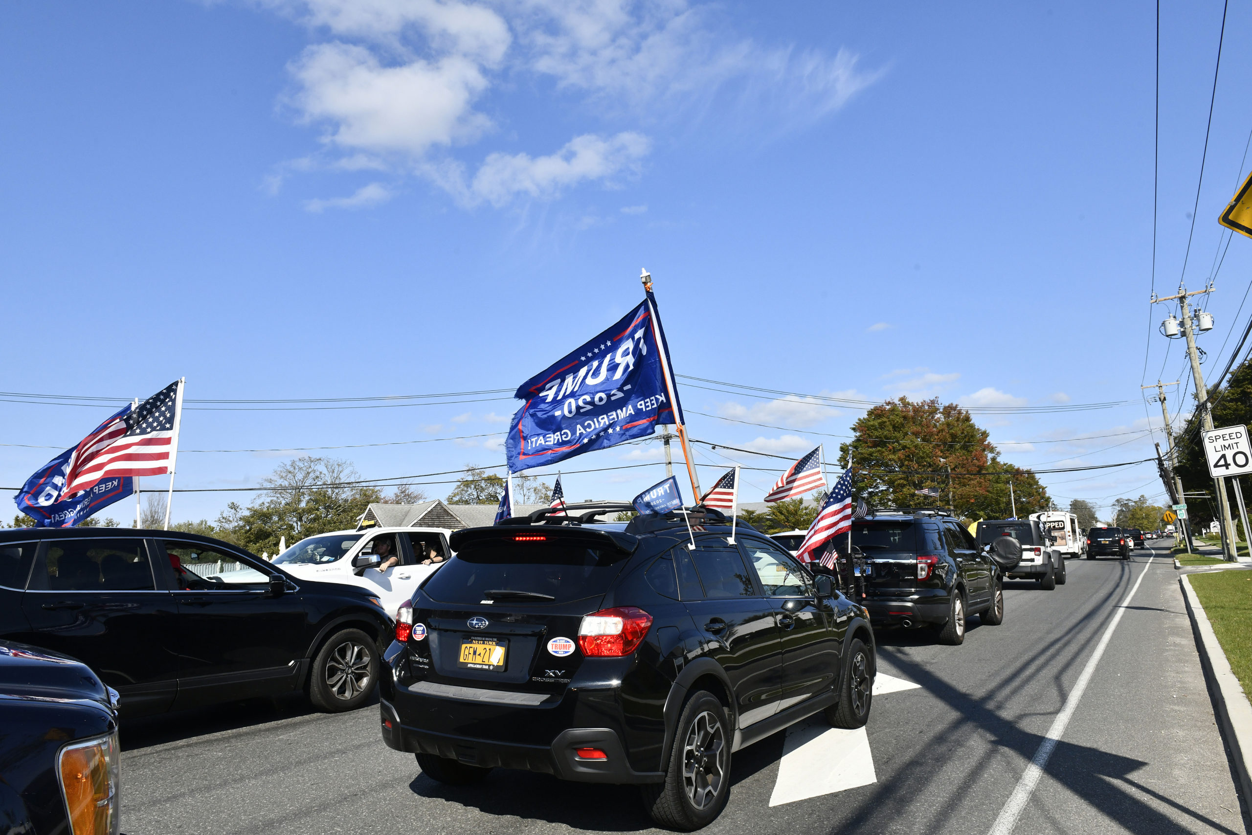 The corner of Couty Road 39 and Montauk Highway on Sunday afternoon.   DANA SHAW