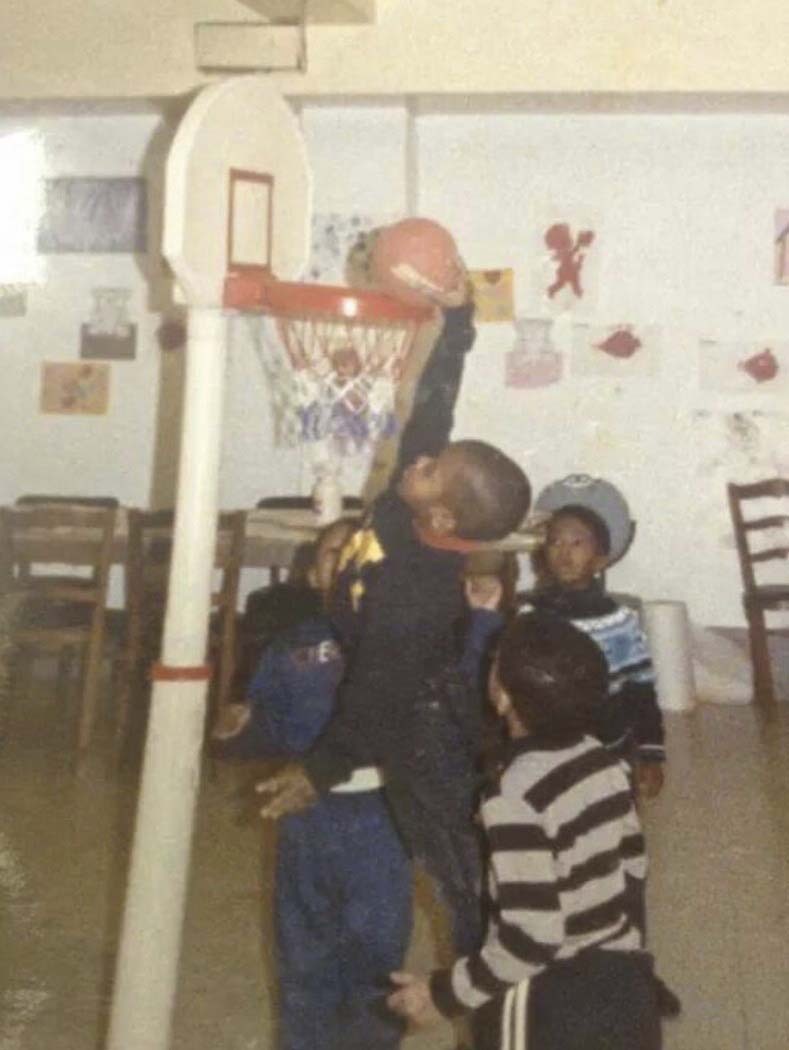 Courtney Pritchard going up against his peers in day care in Southampton as a youngster.
