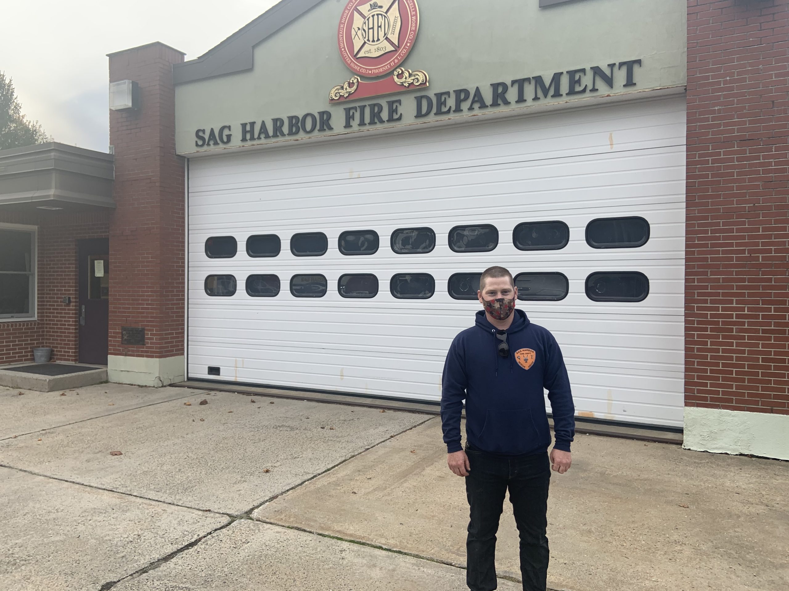 Sag Harbor First Assistant Fiire Chief Kevin O'Brien Jr. at the Brick Kiln Road firehouse. STEPHEN J. KOTZ