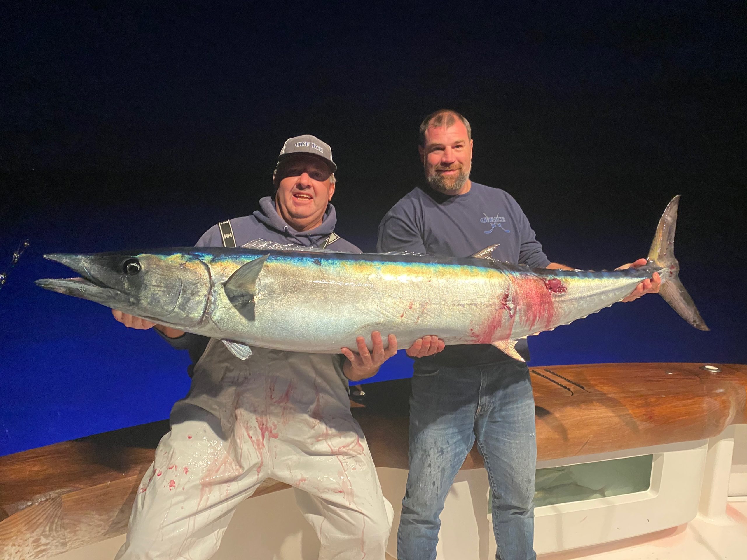 Brad Allecia and Capt. Billy O'Sullivan caught this 73-inch wahoo while fishing the canyons off Montauk on October 3 aboard the Off-Ice.