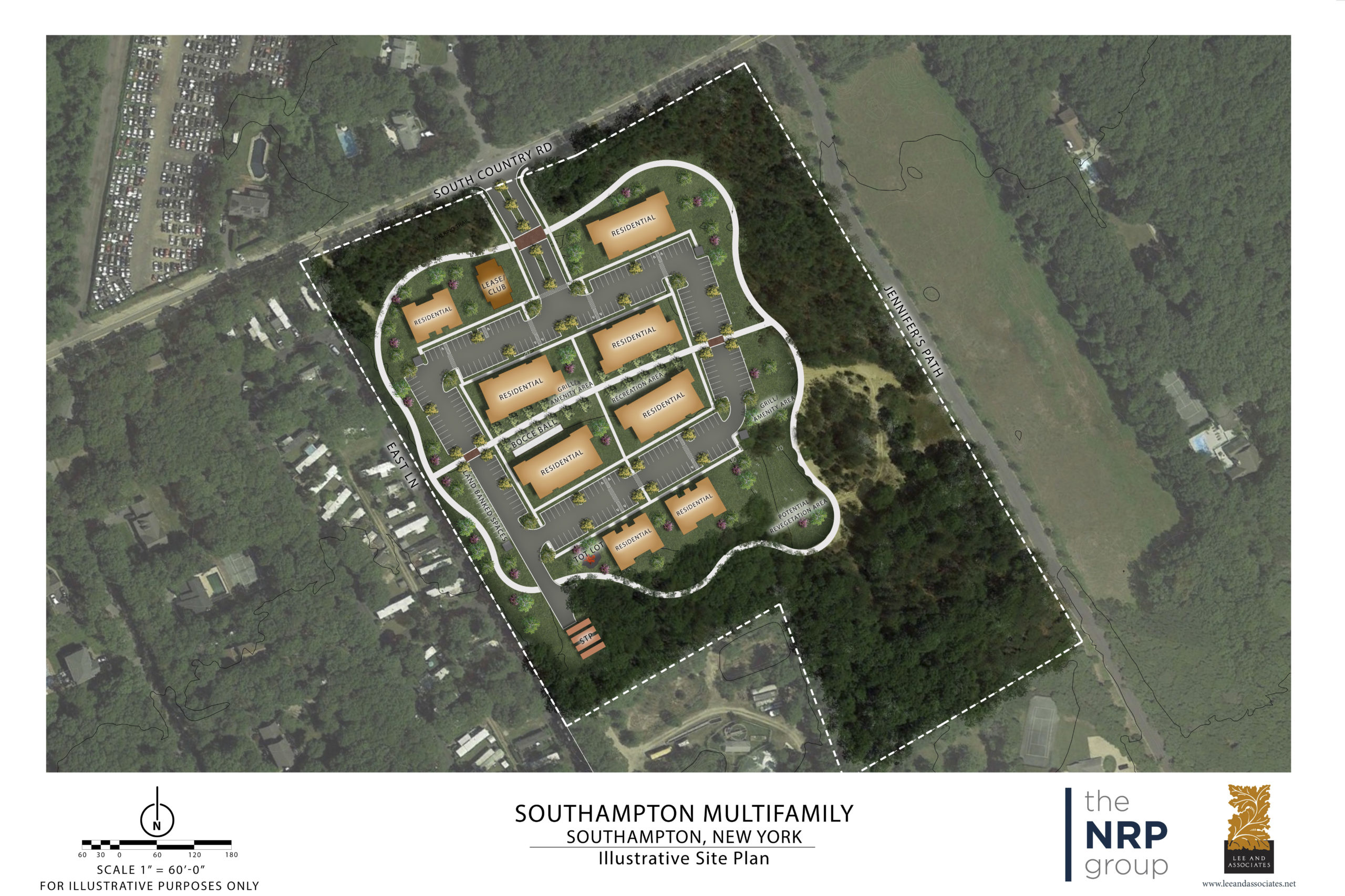 A rendering of the site plan for the proposed affordable housing development in Quiogue. COURTESY NRP GROUP