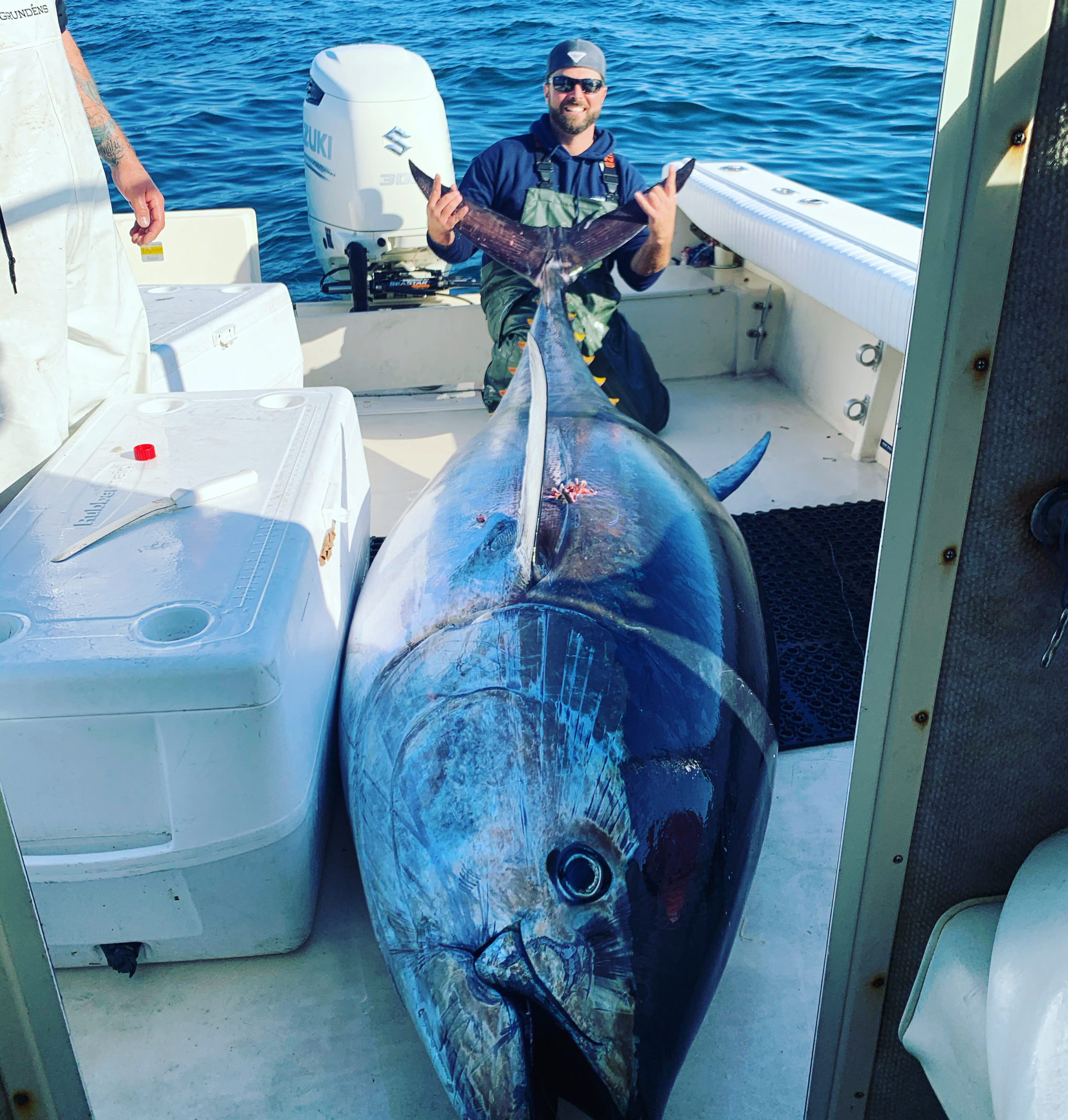 Billy Taylor and crew decked this giant bluefin tuna while fishing aboard his boat out of Hampton Bays over the weekend. 