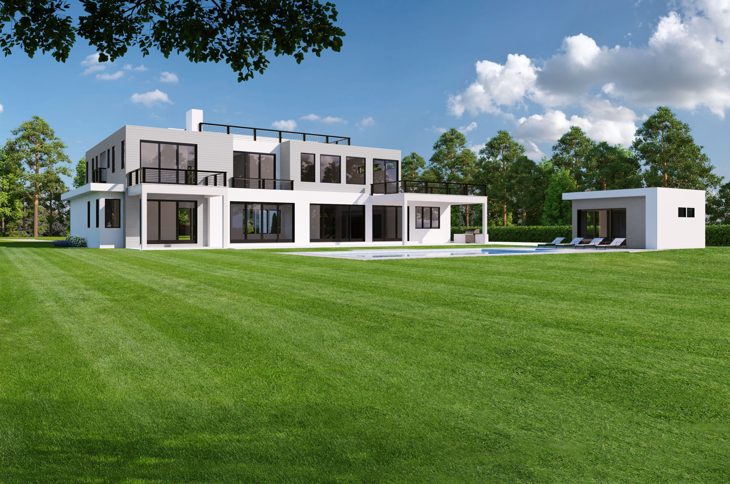 Renderings of the new estate at 145 Meadowlark Lane, Bridgehampton. 