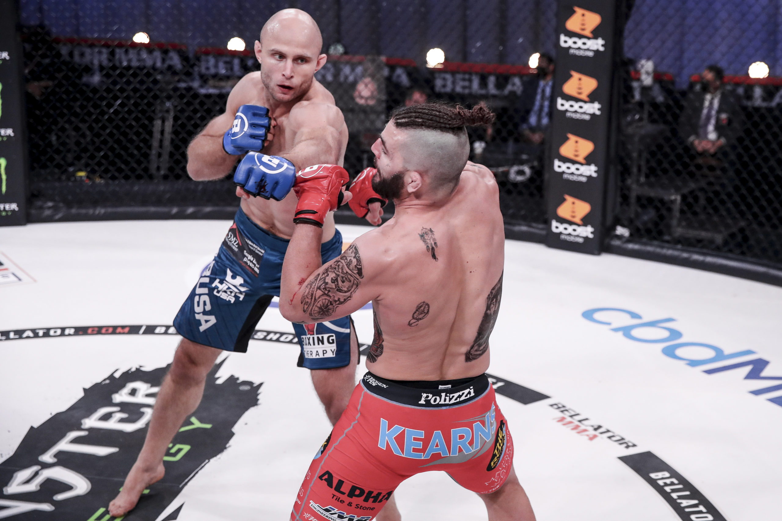Southampton High School graduate Julius Anglickas defeated Alex Polizzi by unanimous decision on November 5, for his second win in the Bellator division of MMA.   LUCAS NOONAN/Bellator MMA