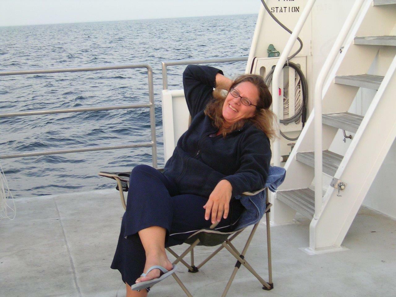 Laurie Zaleski aboard the Hercules.