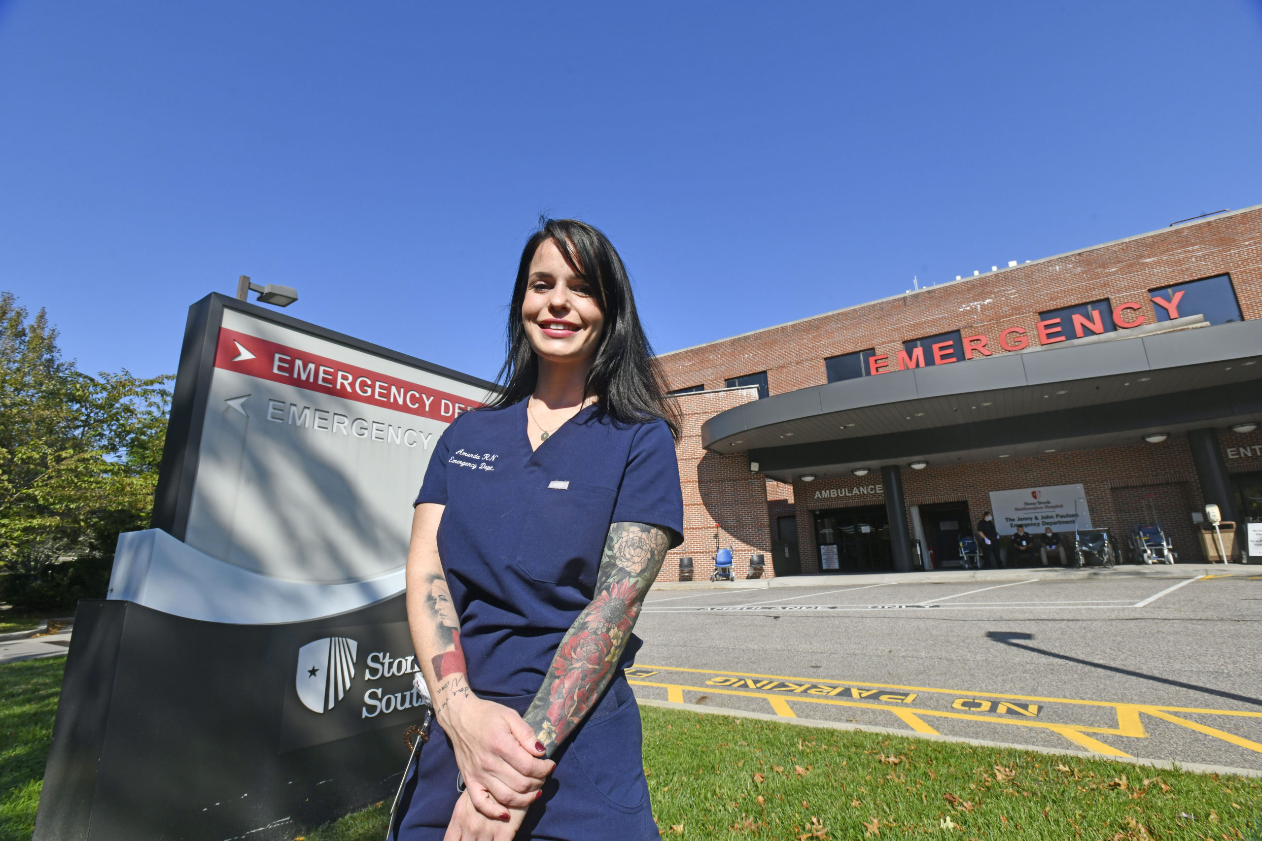 ER nurse Amanda McDaniel at Stony Brook Southampton Hospital.  DANA SHAW