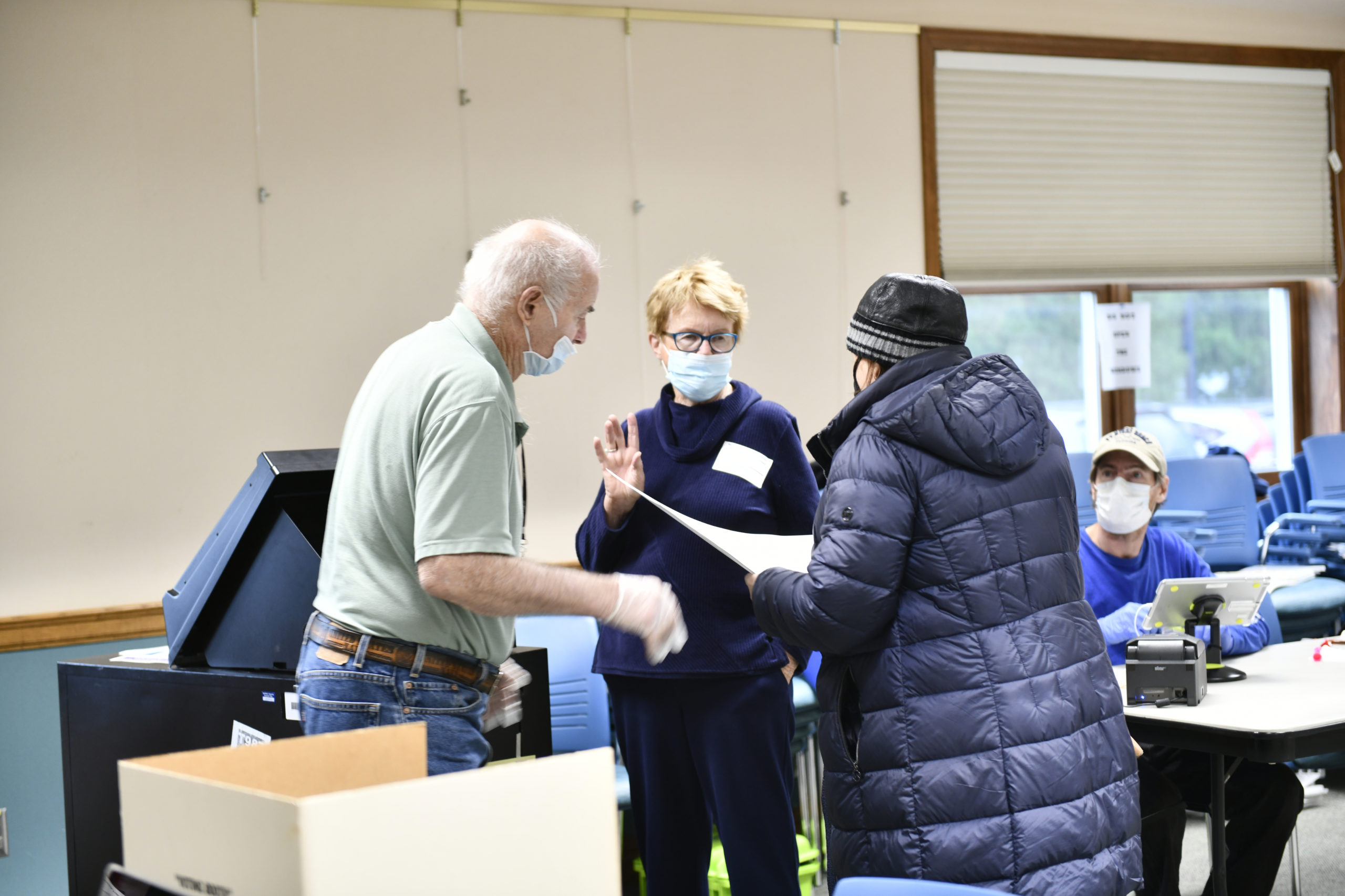 Voting at the Hampton Bays Library this morning.   DANA SHAW