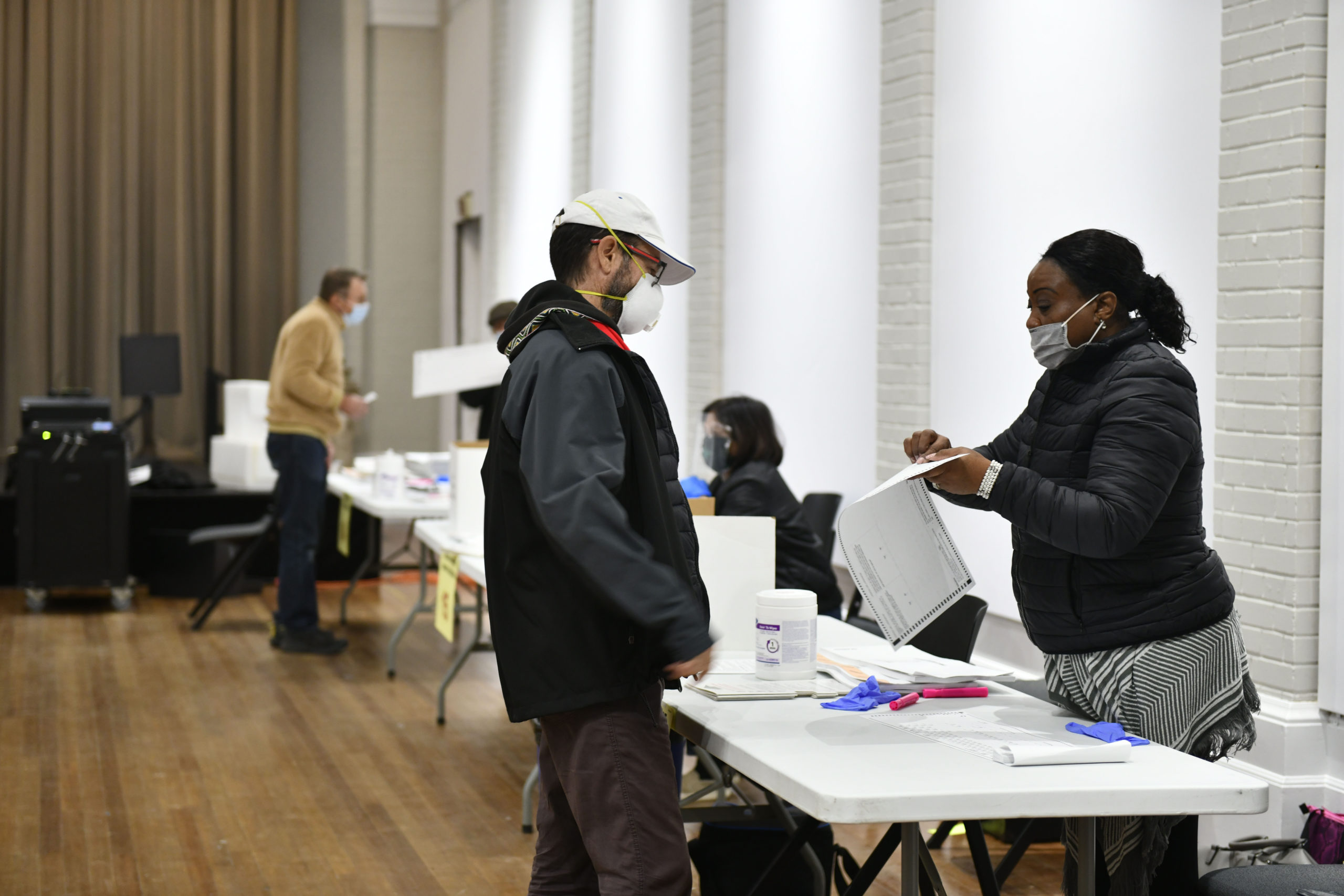 There was a steady stream of voters at the Southampton Arts Center in Southampton villge on Election Day.  DANA SHAW