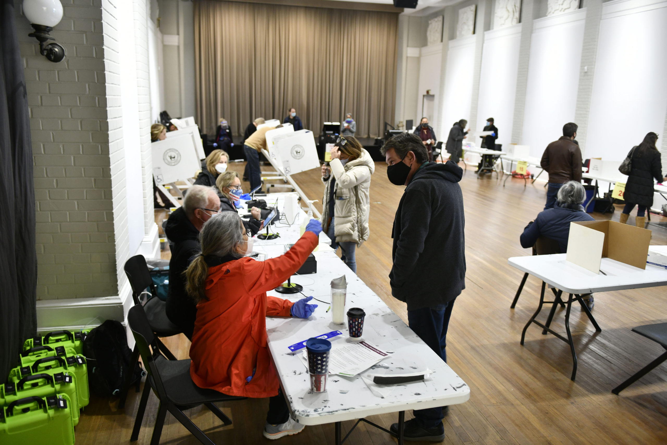 There was a steady stream of voters at the Southampton Arts Center in Southampton villge on Election Day.  DANA SHAW