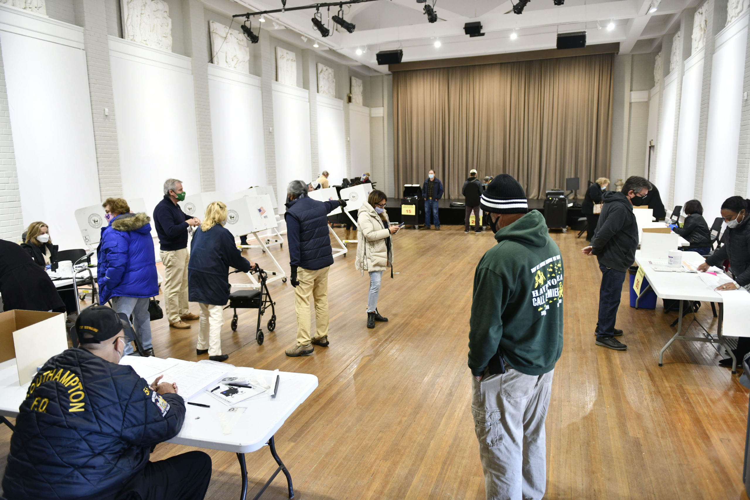 There was a steady stream of voters at the Southampton Arts Center in Southampton villge on Election Day.  DANA SHAW