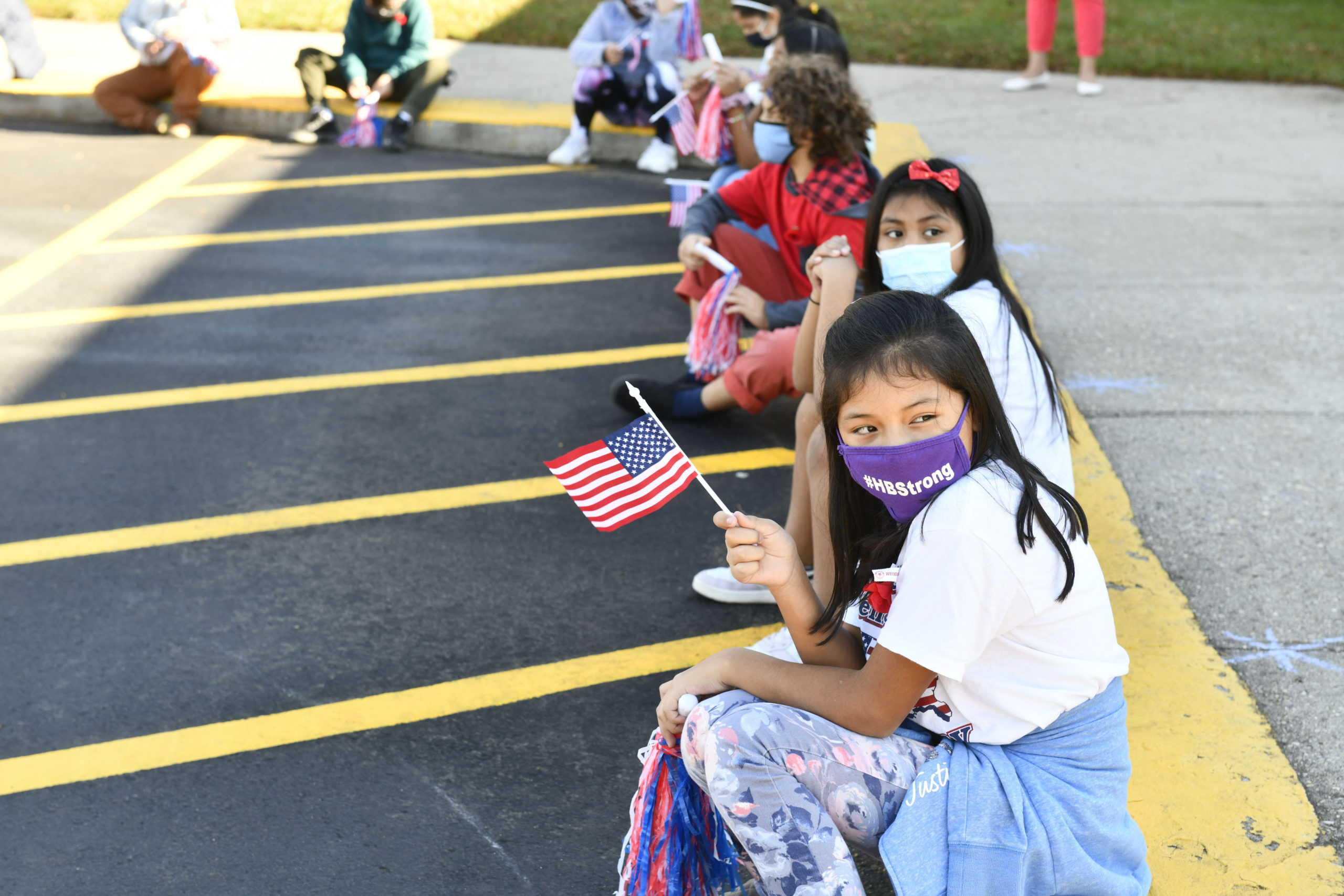 Students at Hampton Bays Elementary School held a socially distant Veterans Day celebration on Monday.