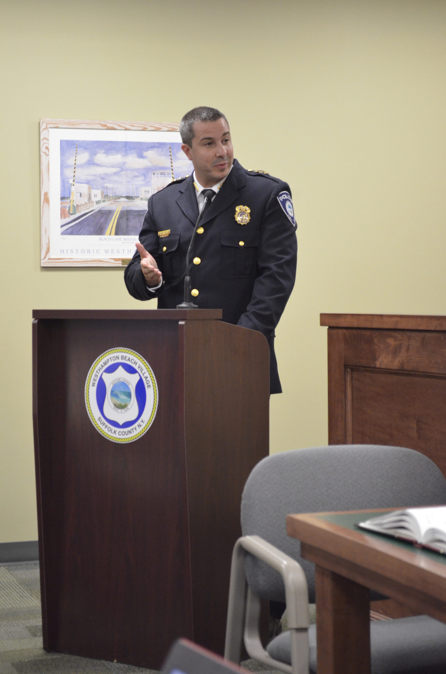 Westhampton Beach Village Police Chief Trevor Gonce has announced his retirement. DANA SHAW