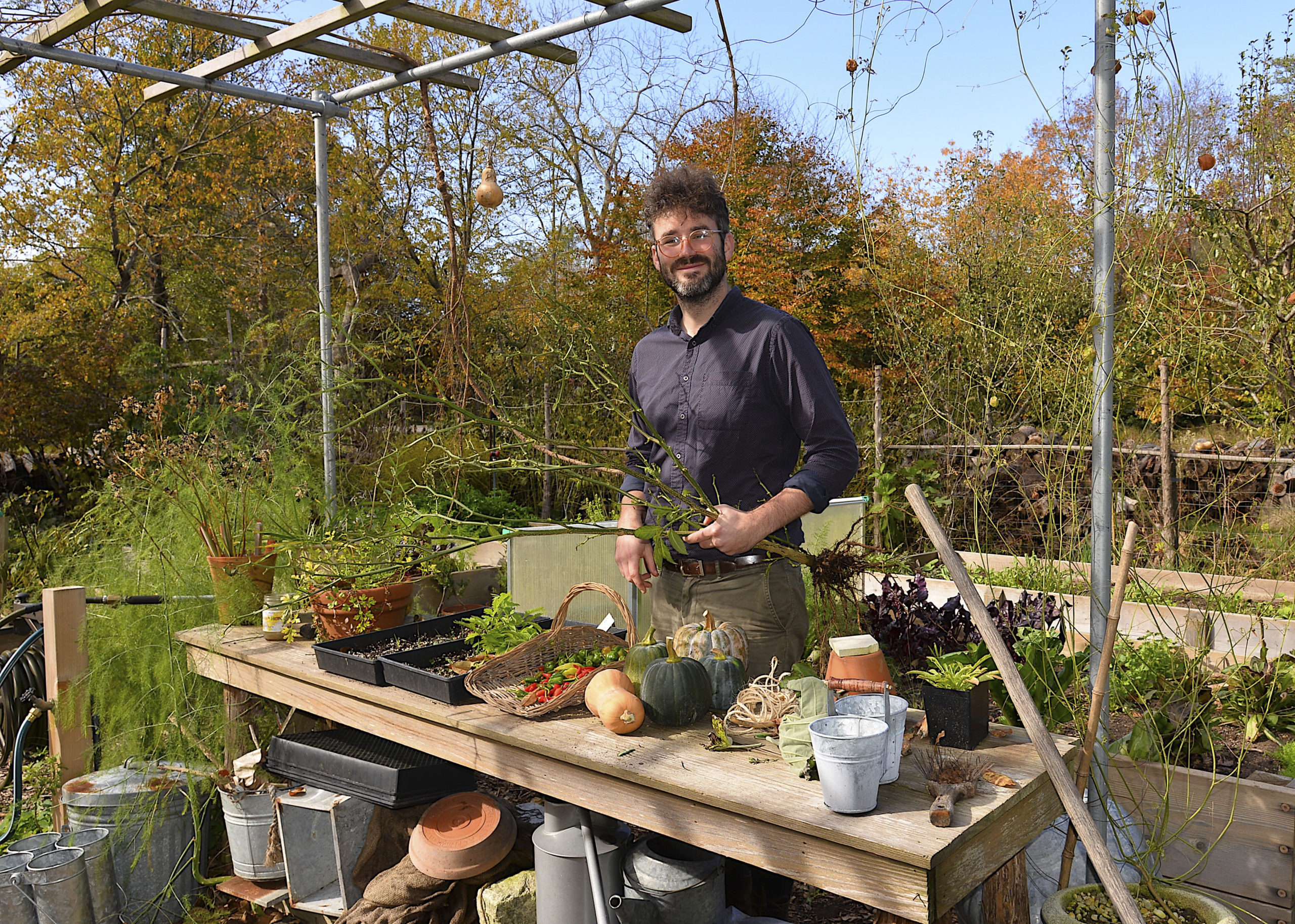 Tim Erdmann, the new gardener and educator at Perfect Earth Project in East Hampton.     KYRIL BROMLEY