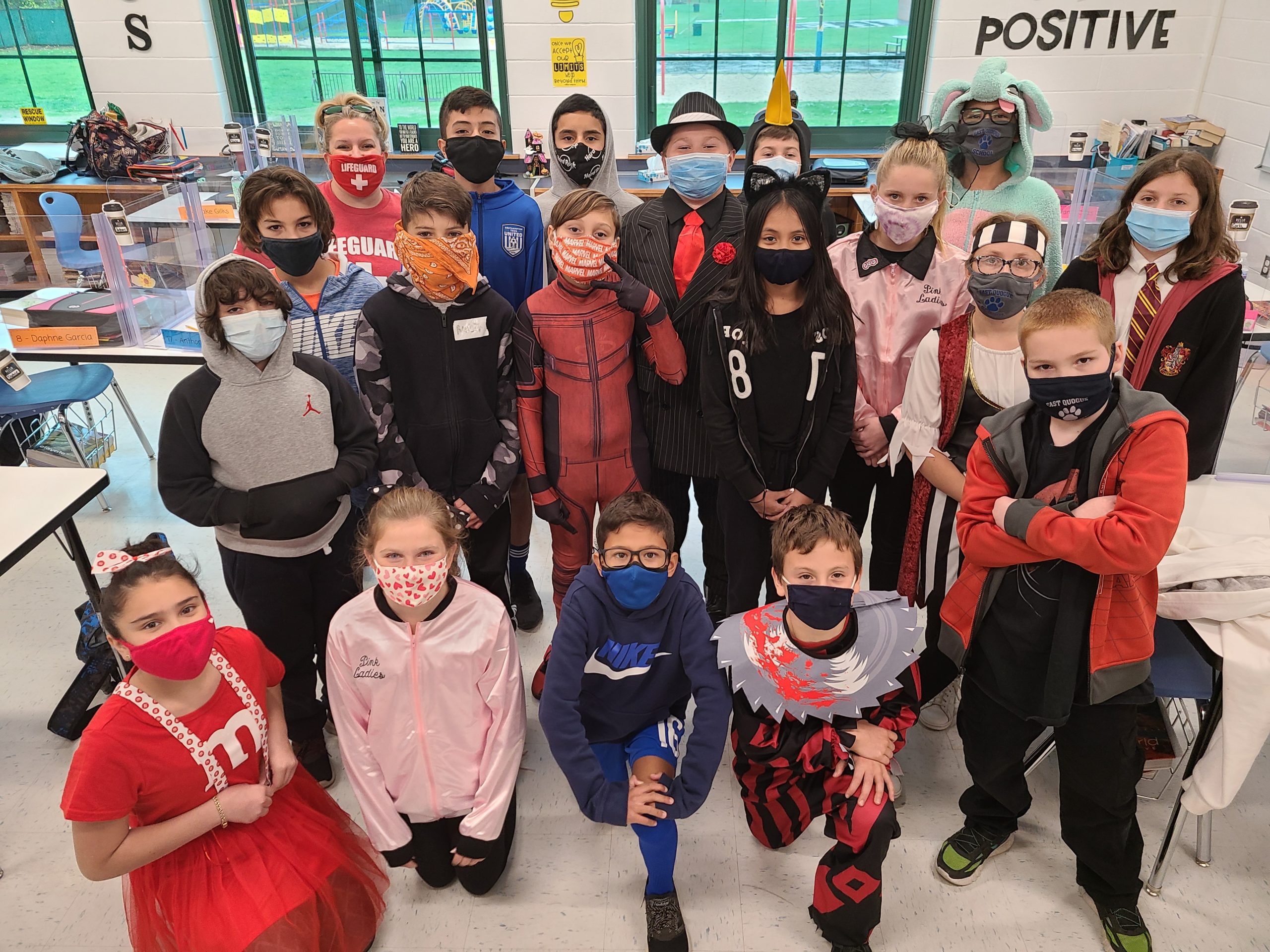 Students in Jackie Alessi’s sixth grade class at East Quogue Union Free School District enjoy some Halloween fun on October 30. 
