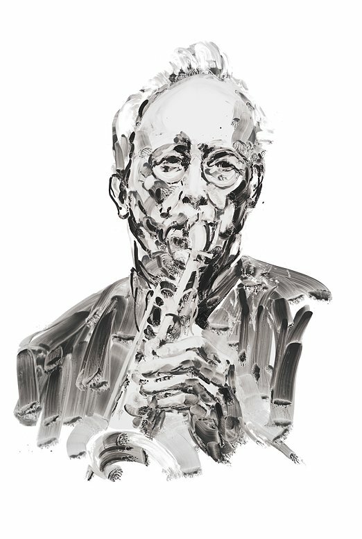 Jazz saxophonist Hal McKusick. Portrait by Eric Fischl.