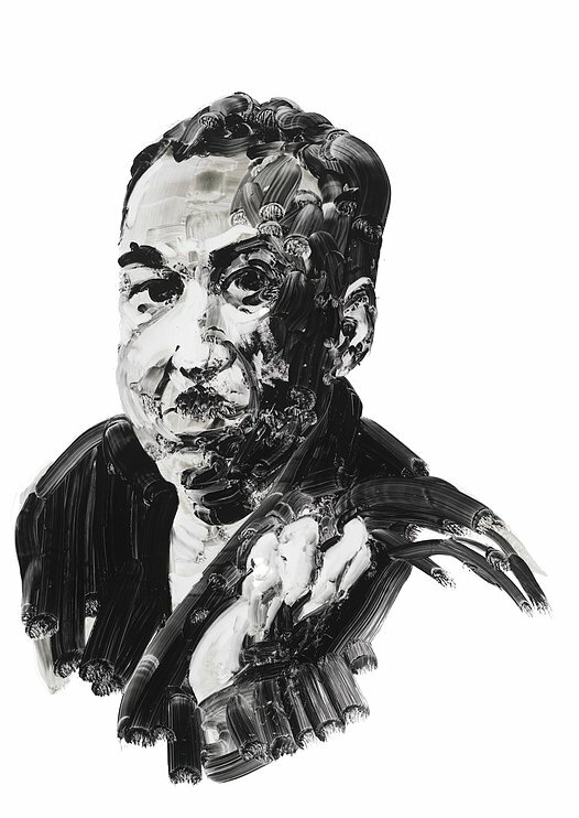 Writer James Mercer Langston Hughes. Portrait by Eric Fischl.