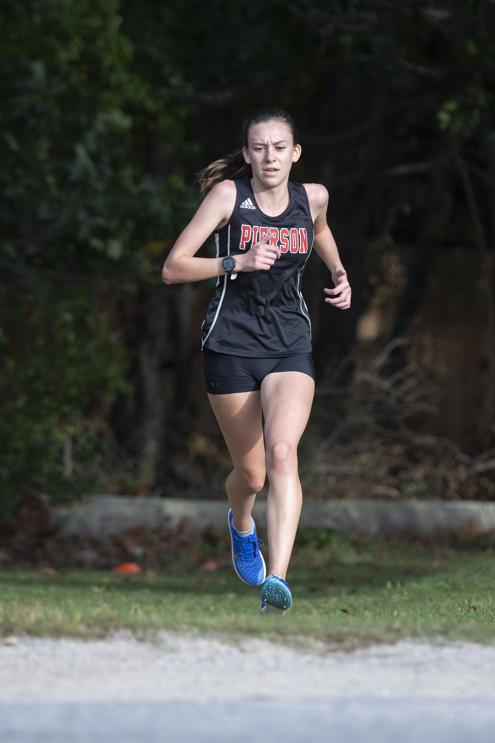 Pierson Cross Country Runner Penelope Greene competes against the Ross School last year.   MICHAEL HELLER