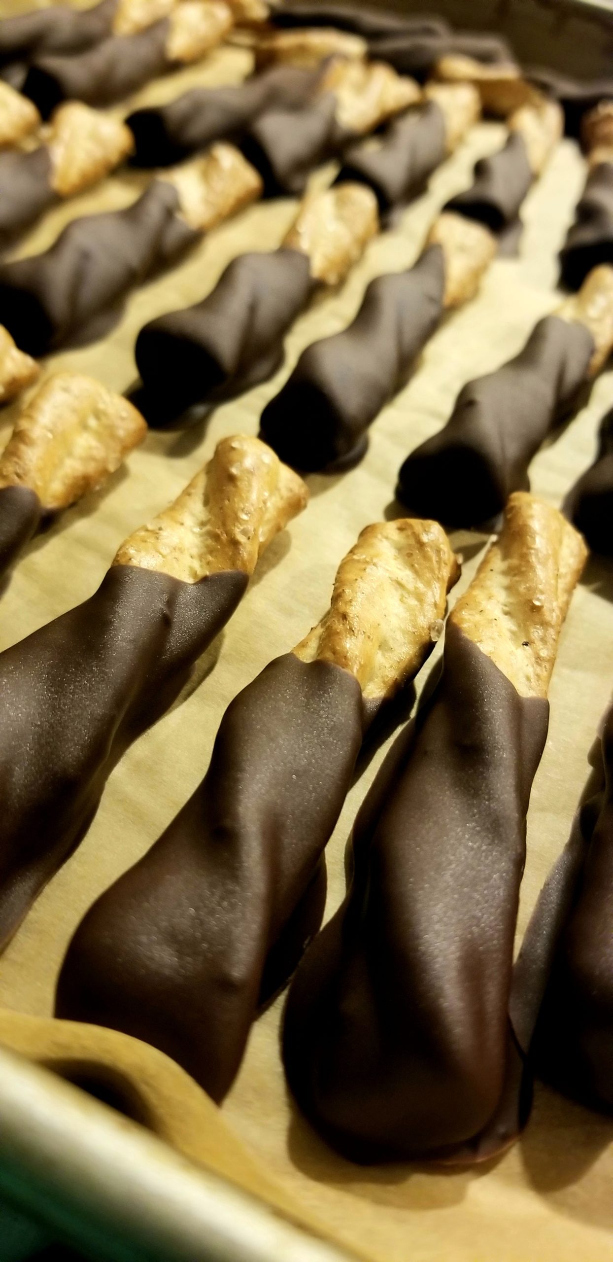 Jessica Craig's chocolate dipped pretzels.