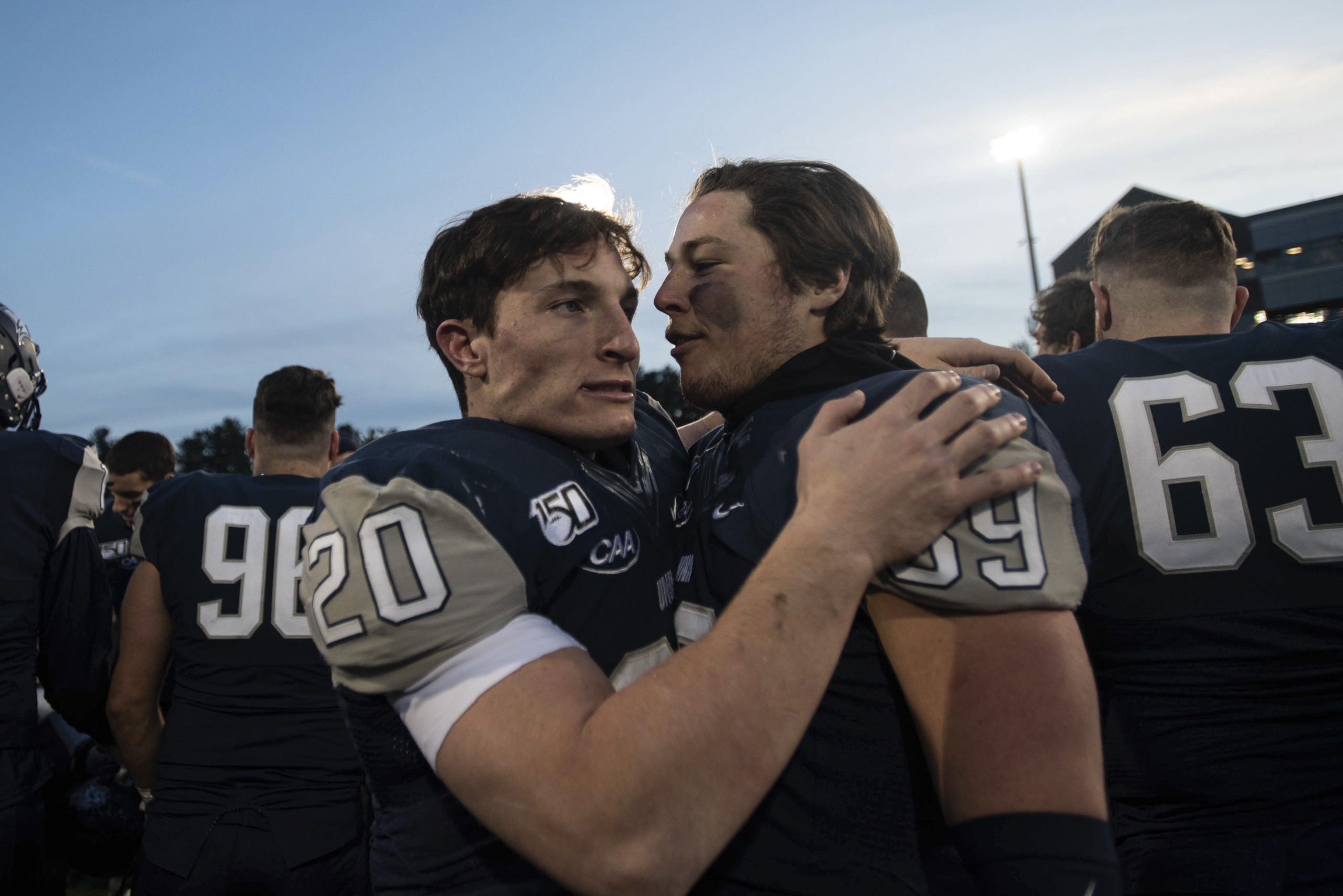 Westhampton Beach graduate Dylan Laube is in his junior season at the University of New Hampshire, trying to adjust to a new normal in the time of Covid-19. He and his UNH teammates are hoping they can play an abbreviated football season in the spring, and were allowed to practice this fall. 