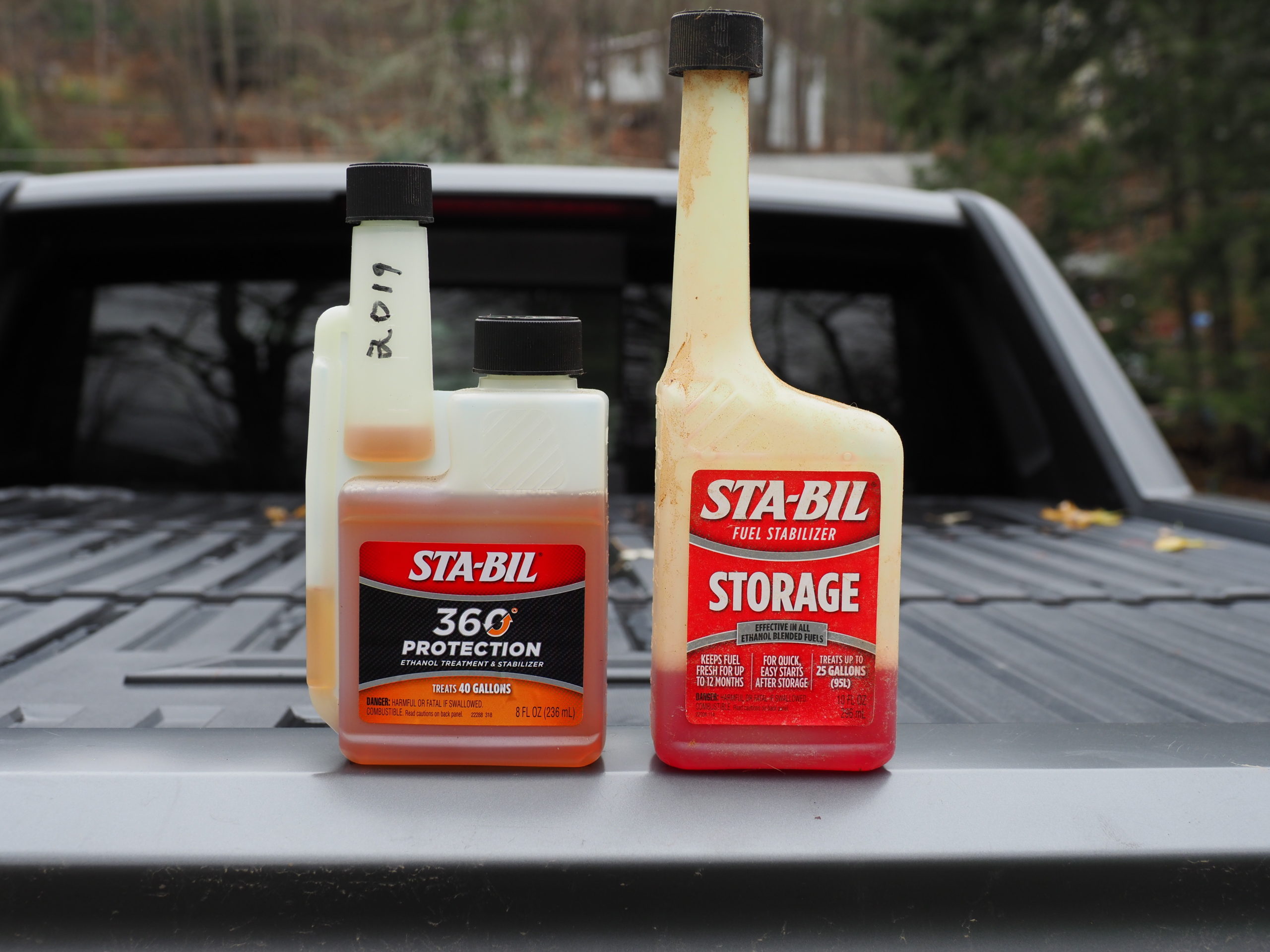 When buying fuel stabilizers you need to know if your engine gasoline is ethanol free (expensive) or from the pump (with 10 percent ethanol). If you pumped the gas, then the product at the left will remove the water from the ethanol gasoline. The product on the right is for ethanol-free gasoline.