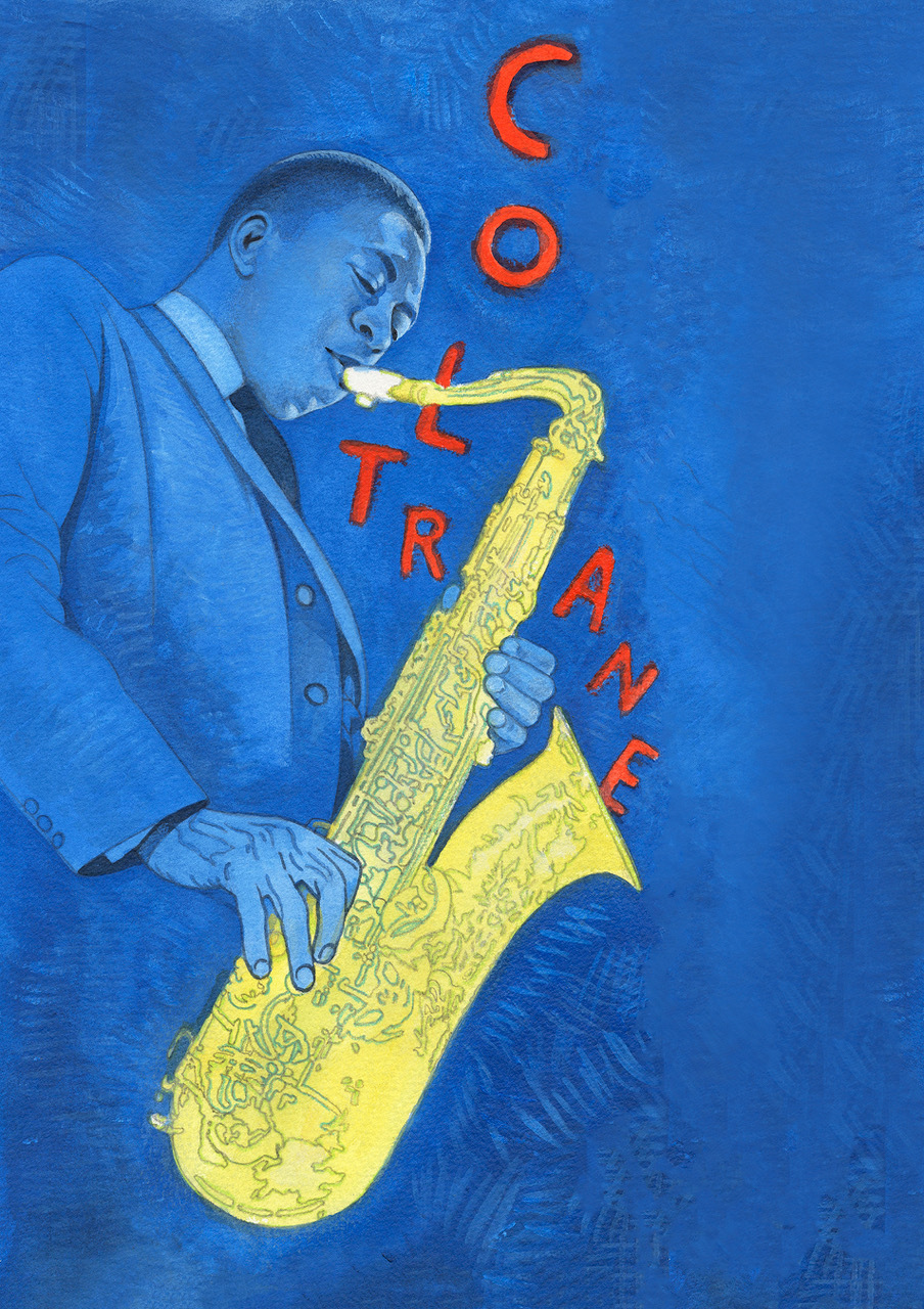 Paul Davis's portrait of John Coltrane.