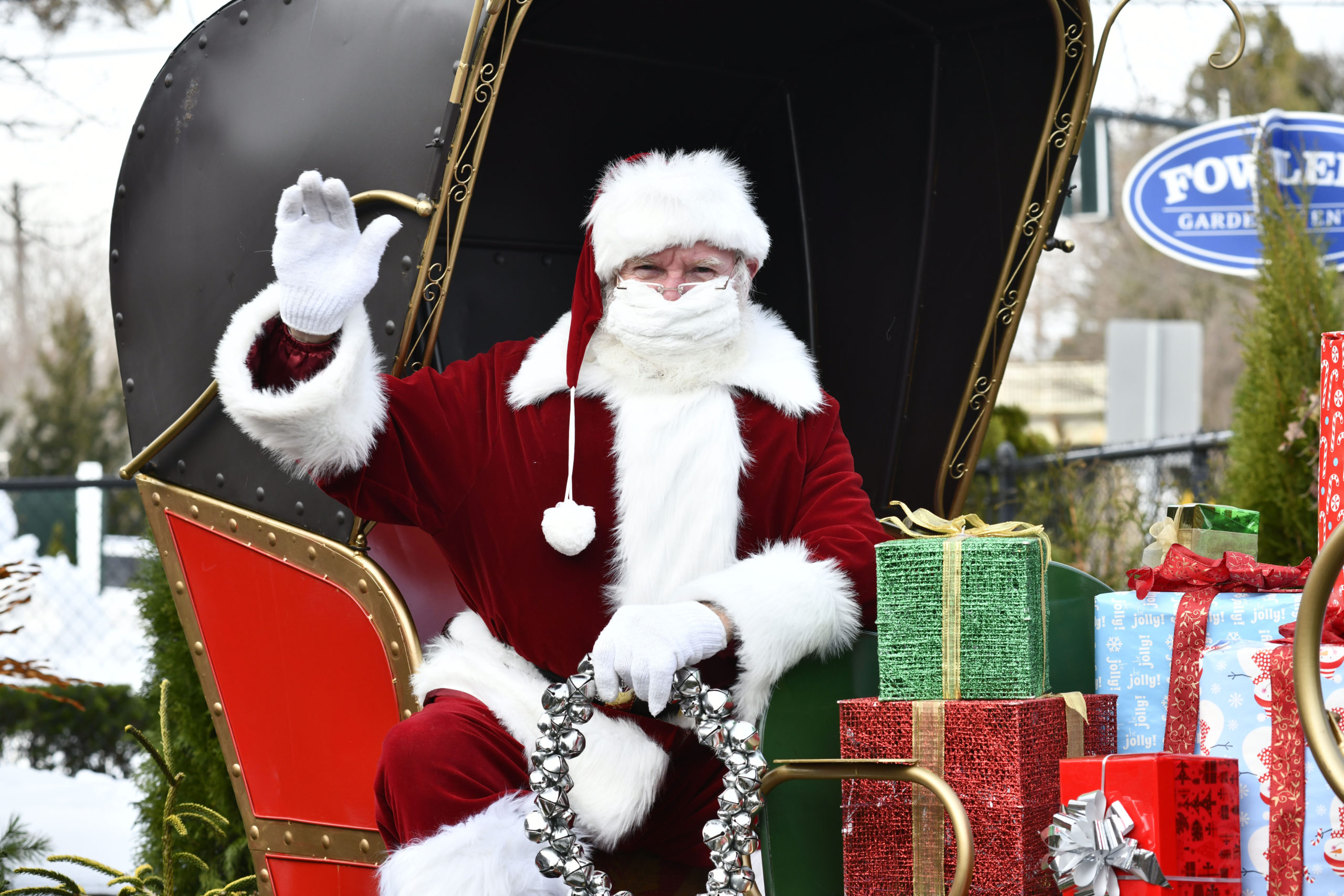 Santa at Fowler's Garden Center in Southampton on Saturday afternoon.  DANA SHAW