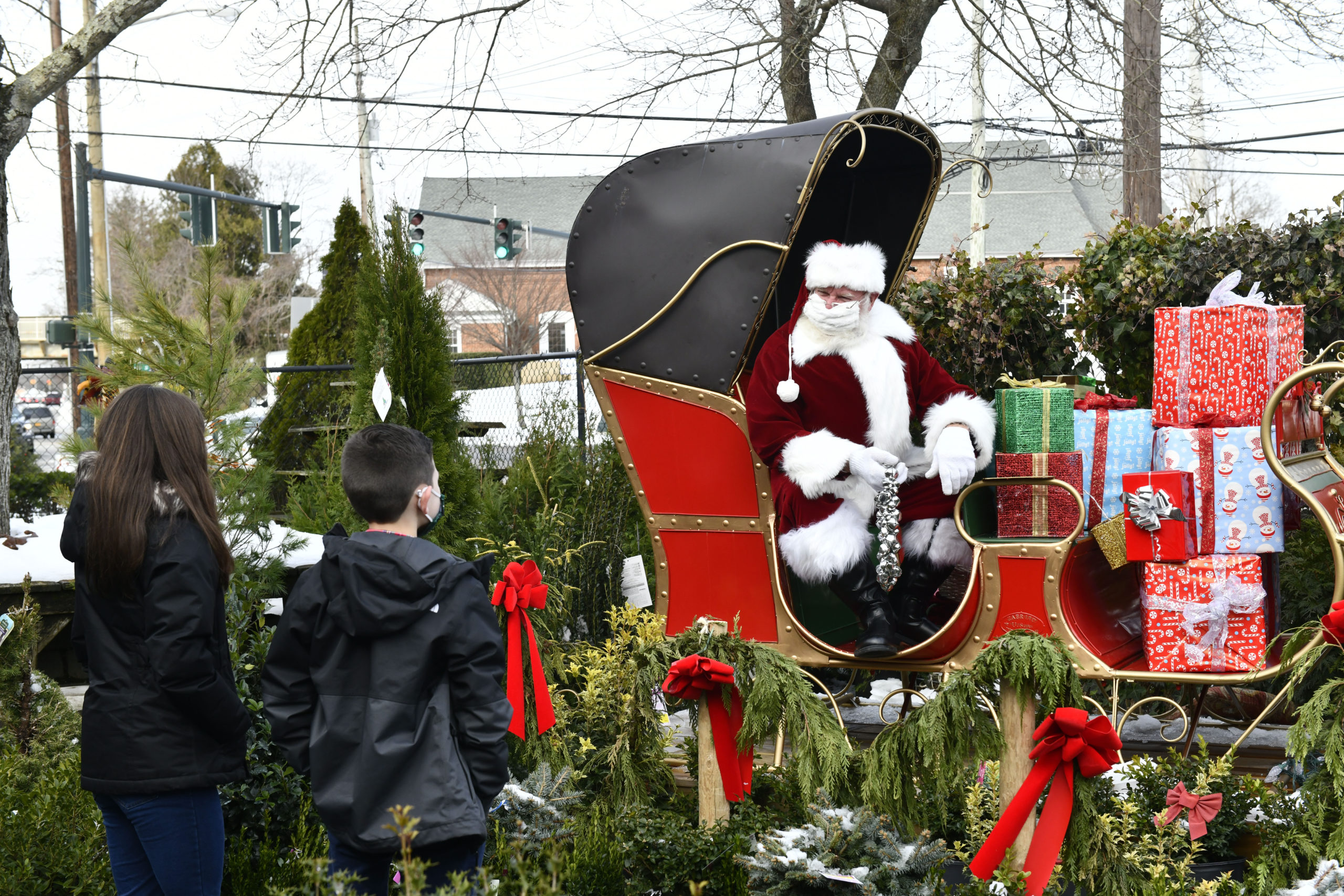 Santa at Fowler's Garden Center in Southampton on Saturday afternoon.  DANA SHAW