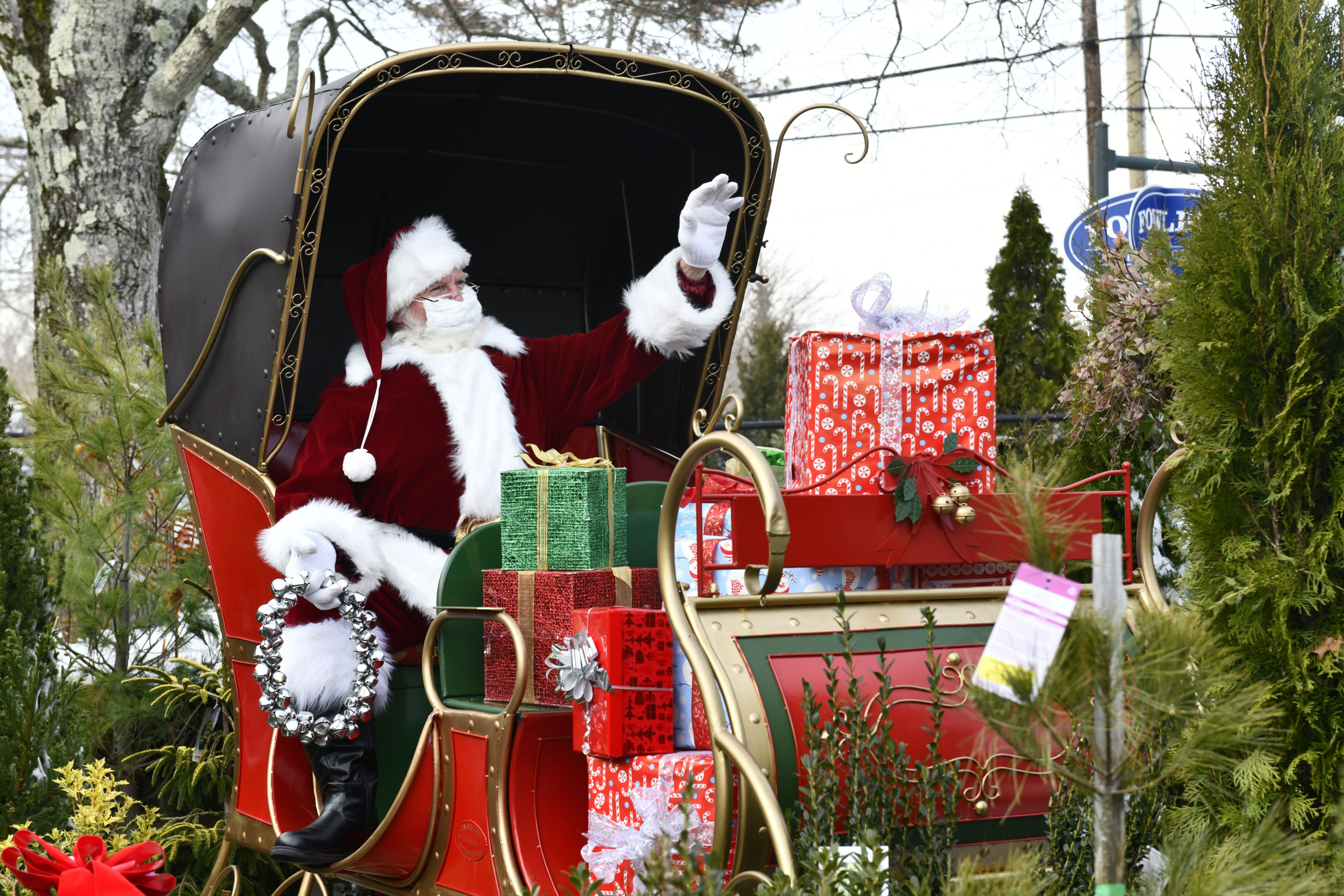 Santa at Fowler's Garden Center in Southampton on Saturday afternoon.  DANA SHAW