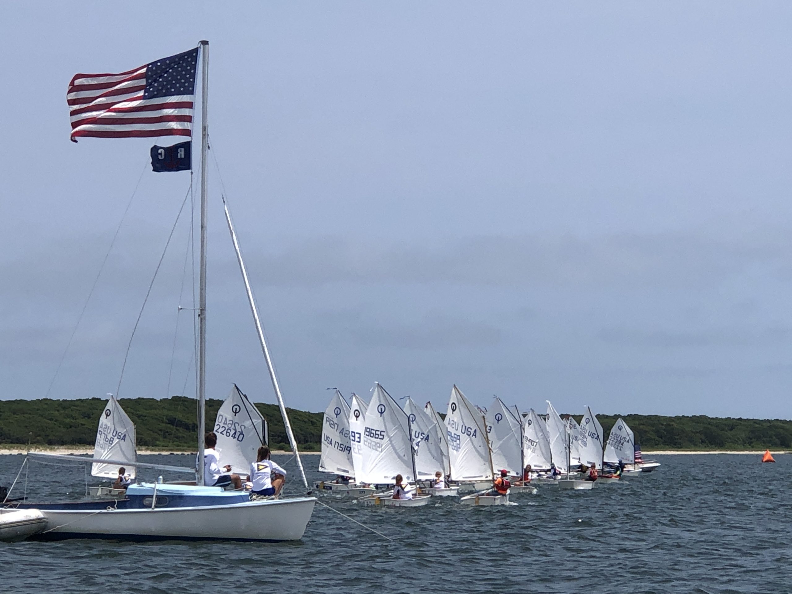 The Southampton Yacht Club's junior sailors line up for a regatta. The club recently appointed its new commodore, Ralph Carballal. 