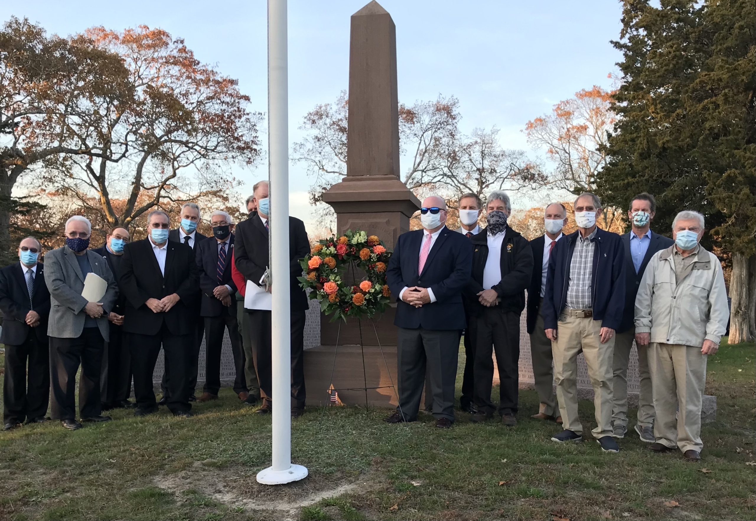 Members of the Knights of Columbus Council Father Joseph Slomski #7423 honored local military recently, placing a wreath at the Westhampton Cemetery near the war memorial. 