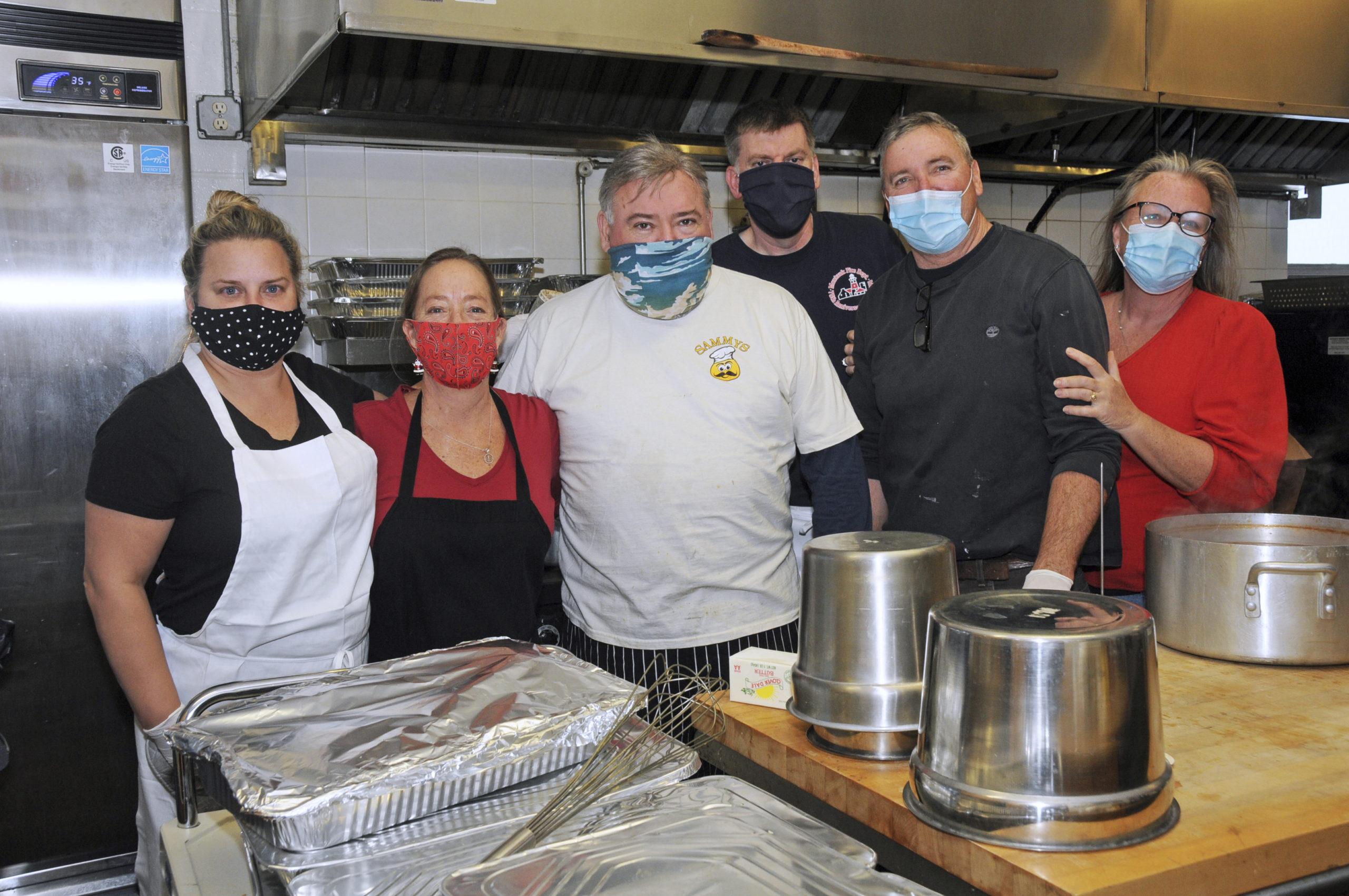 The Montauk Fire Department followed pandemic guidelines on Sunday at the Firehouse, as this year's free Holiday Dinner for Seniors was 