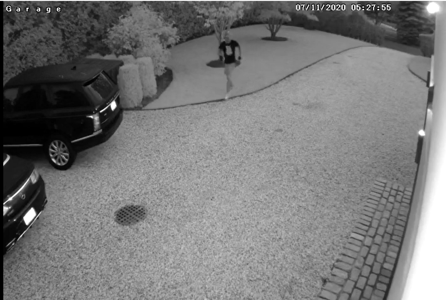 Home surveillance video captured images of one of the dozens of car thefts in Southampton. Above, the thief trots casually up the victim's driveway. COURTESY STPD