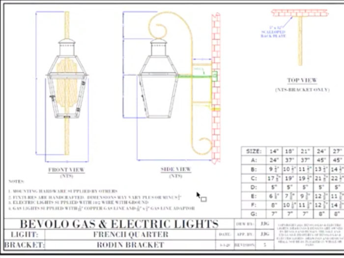 A proposed gas lantern for a Howard Street home.