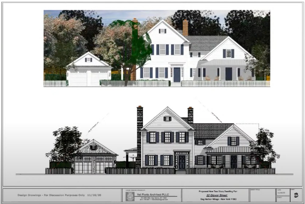 The updated proposed design of 32 Glover Street. The original bungalow is on the right side.