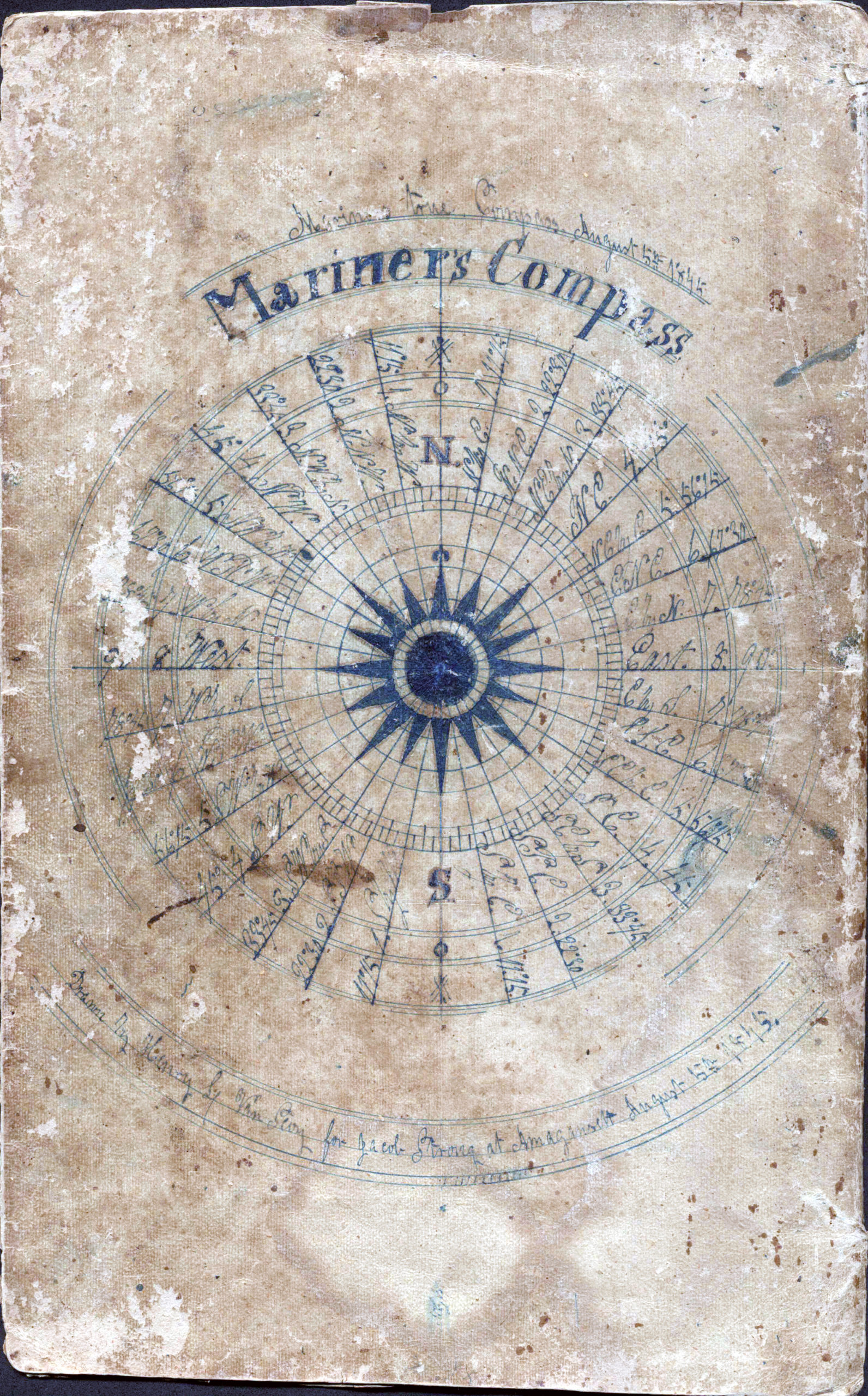 The double-sided, back cover illustration of  a mariner's compass, possibly drawn by Henry L. Van Scoy, according to 