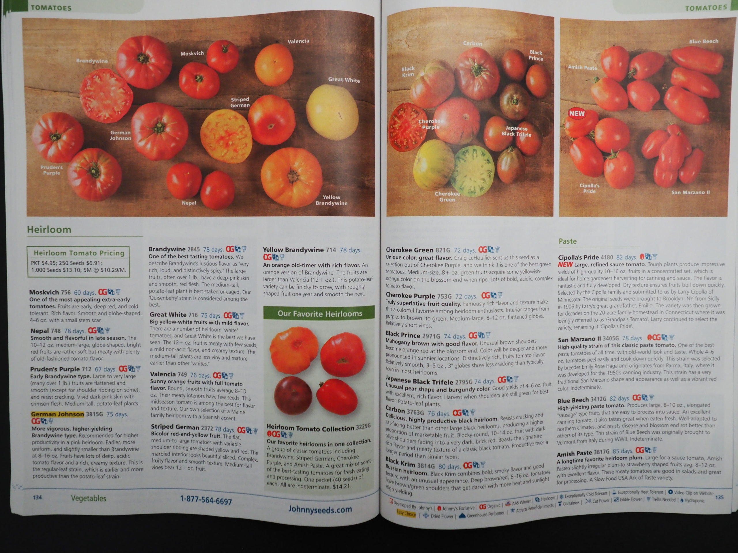 Having trouble deciding which heirloom tomato to grow?  Johnny’s terrific pictures and descriptions can go a long way to help in the decision process.
