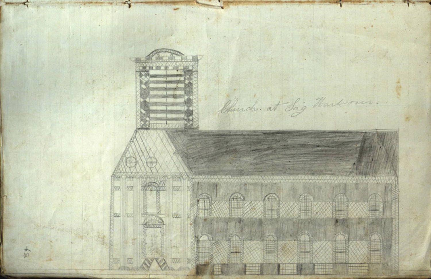 Pages from the whaling ship Phenix, on a voyage from Sag Harbor to the Northwest Coast, 10 October 1844 to 5 June 1847 (dates contained in this journal are 10 October 1845 - 4 July 1846, 10 March 1847 - 13 March 1847); owned by Cook & Green, commanded by Captain Samuel Percival Briggs. Journal abruptly ends, briefly picked up again for a few days in March 1847. The rest of the log contains  poems and sketches of buildings a schoolhouse in East Hampton  and churches in East Hampton and Sag Harbor.   COURTESY  EAST HAMPTON LIBRARY, LONG ISLAND COLLECTION