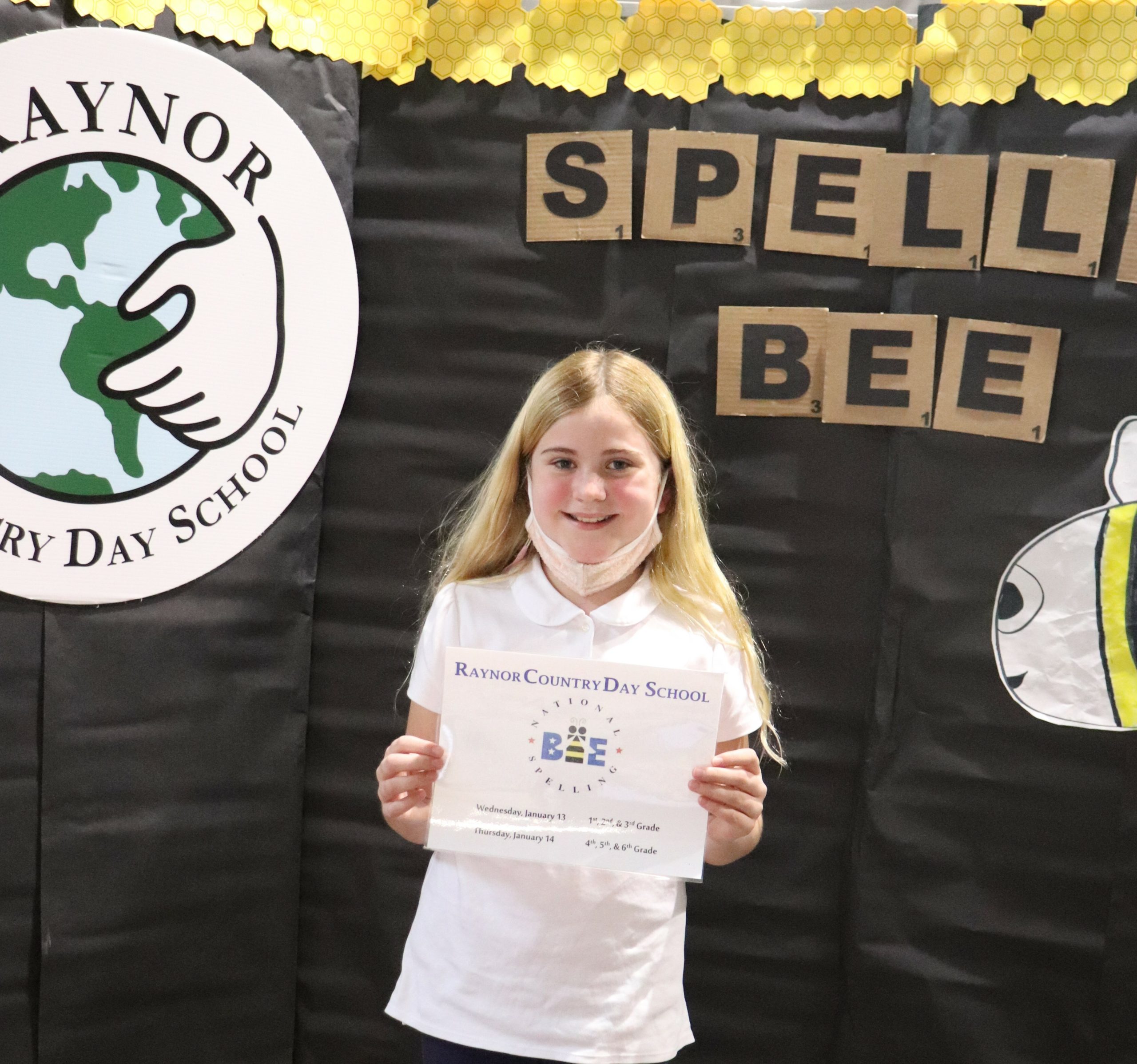 Fifth-grade student, Rebecca Bartha, was awarded first place during the Scripps' National Institute Spelling Bee held on the Raynor Country Day School Campus, in Speonk.