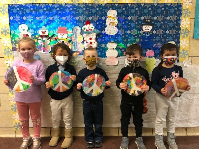 In celebrating the life of Martin Luther King Jr., the pre-kindergartners in Sam Post’s class at Southampton Elementary School participated in a discussion about MLK. They also created colorful peace signs using a paper plate, tape and watercolors.