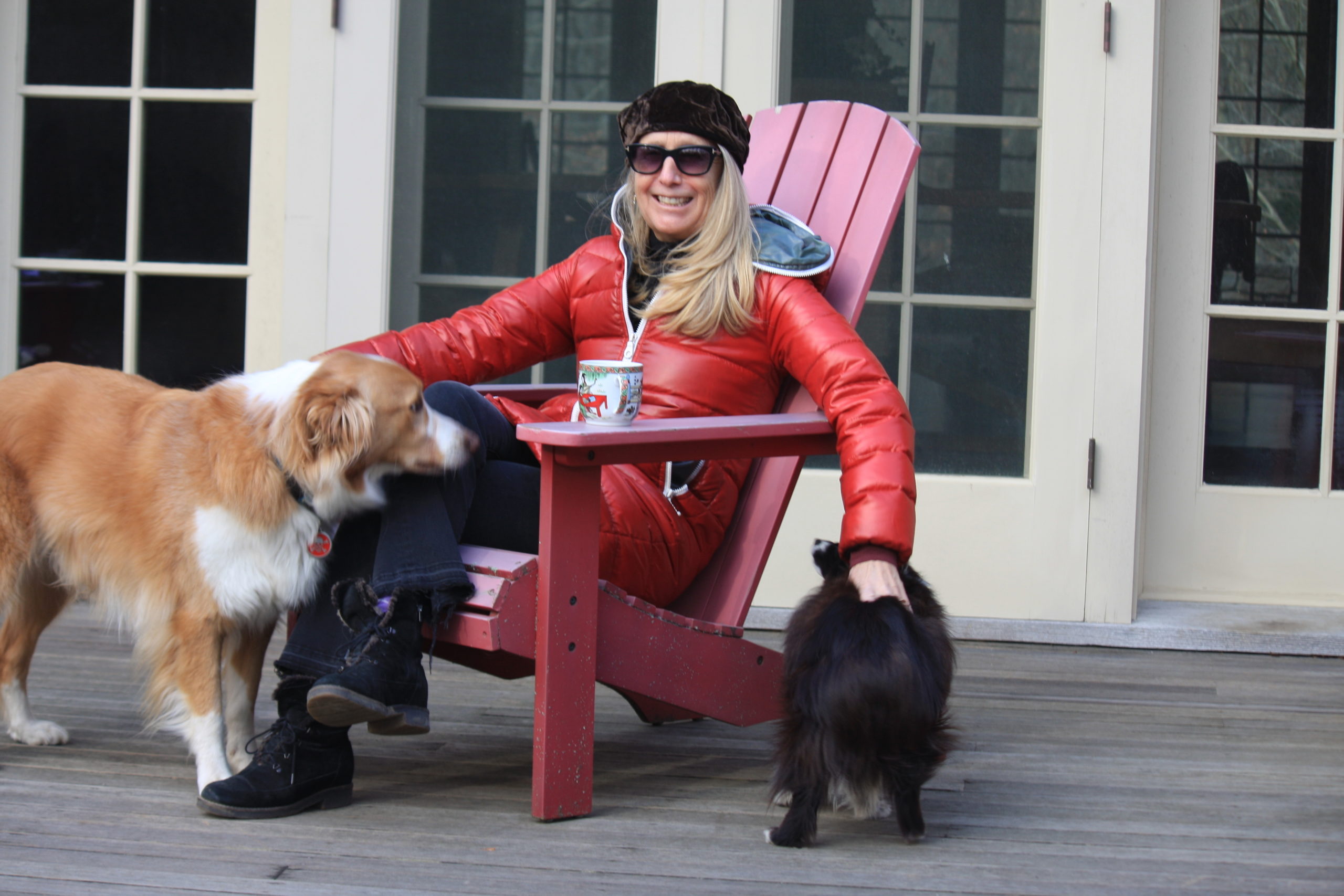Taylor Barton at home with her dogs.