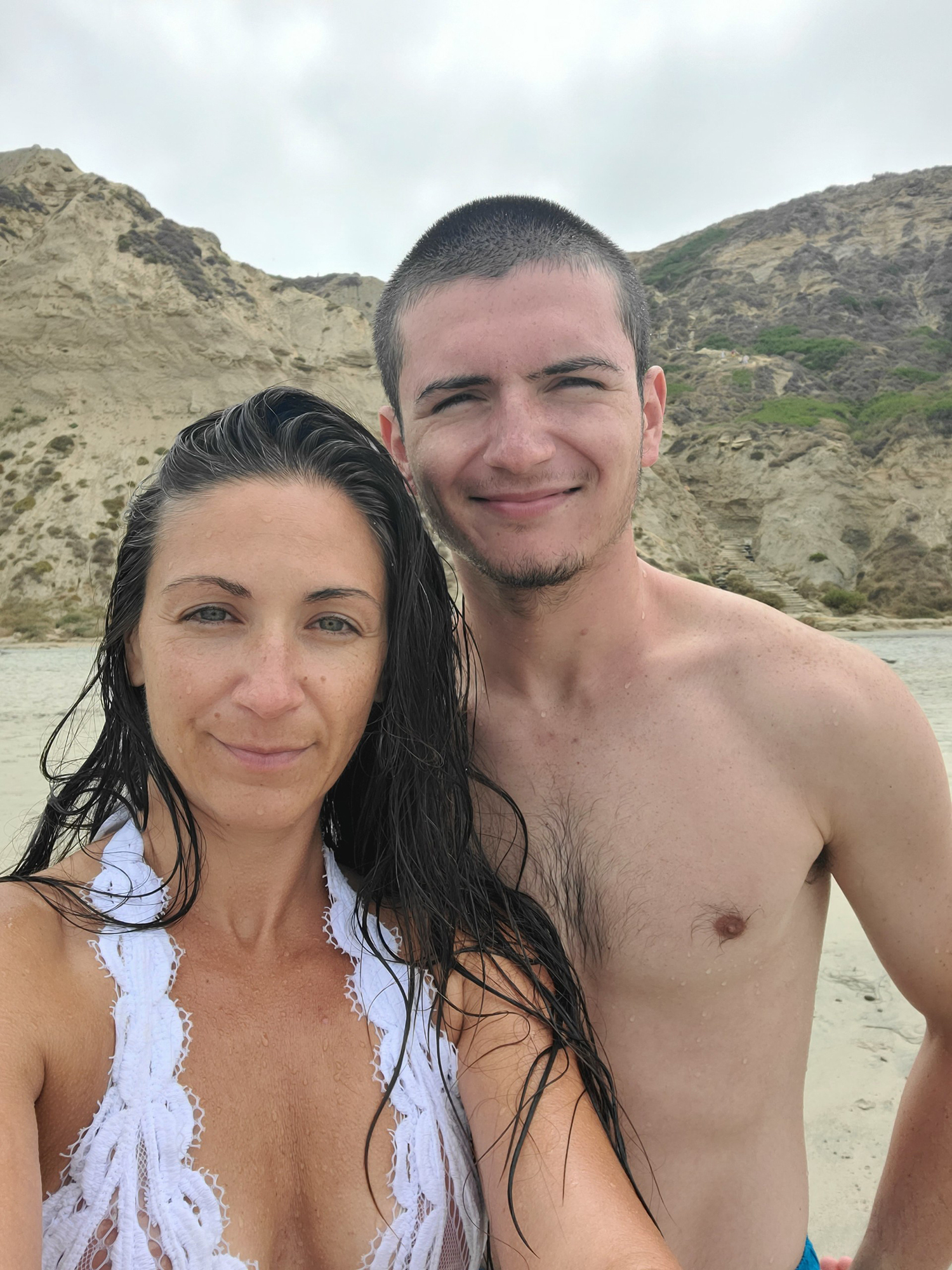 Raistlin Ruther, who died while kayak in Peconic Bay last weekend, pictures with his mother, Laura Gandara.