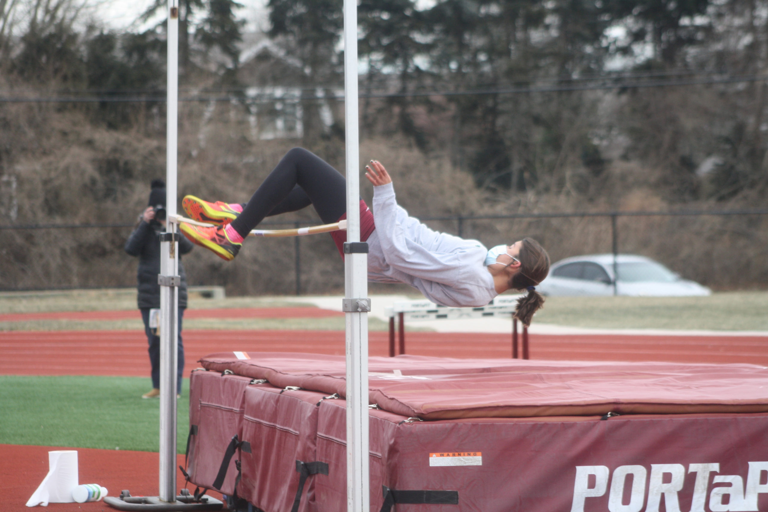 Pierson senior Penelope Greene.|Southampton's Bridget Ferguson won the high jump on Sunday.