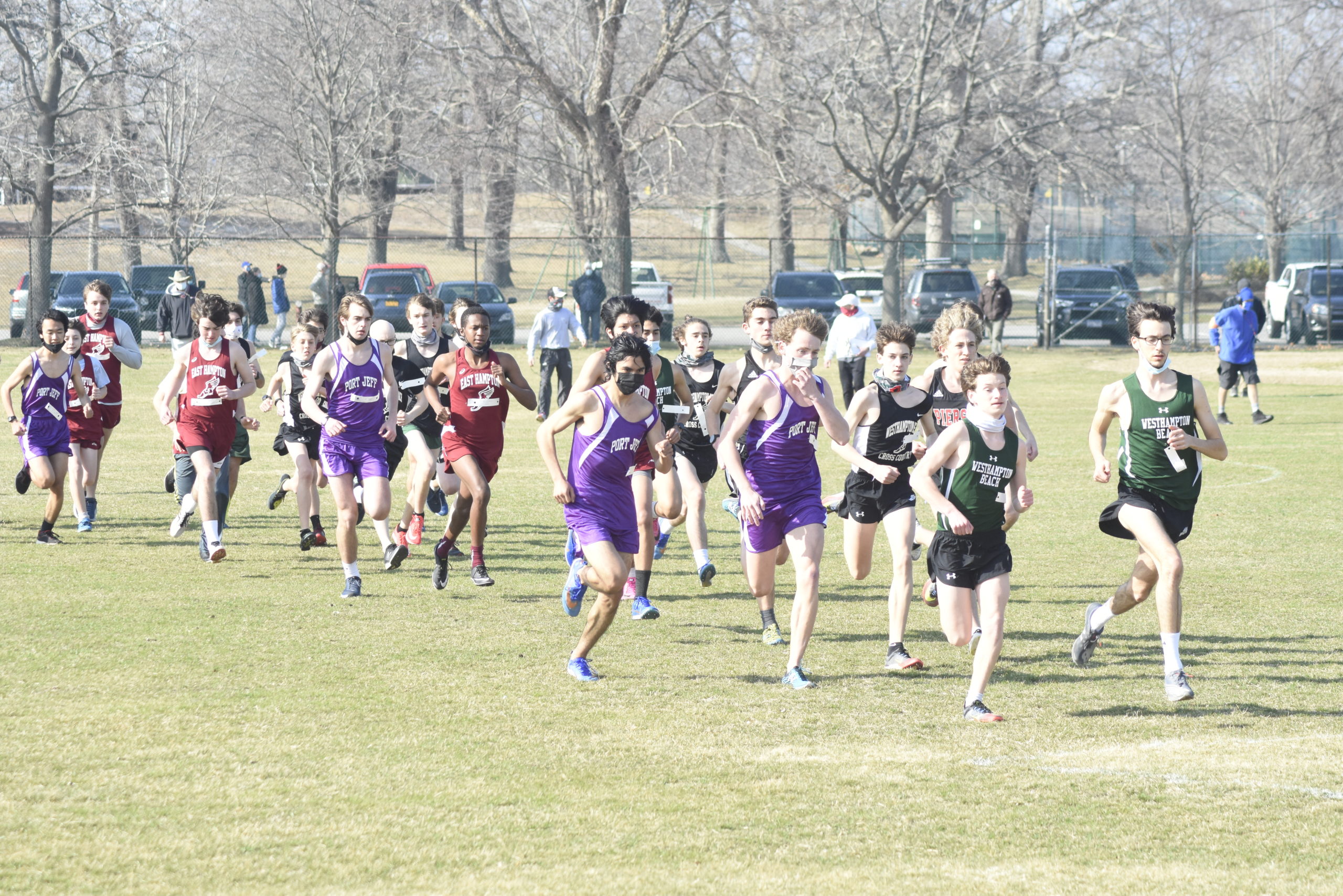 The boys start off the invitational that ran at Mashashimuet Park in Sag Harbor on Friday afternoon.