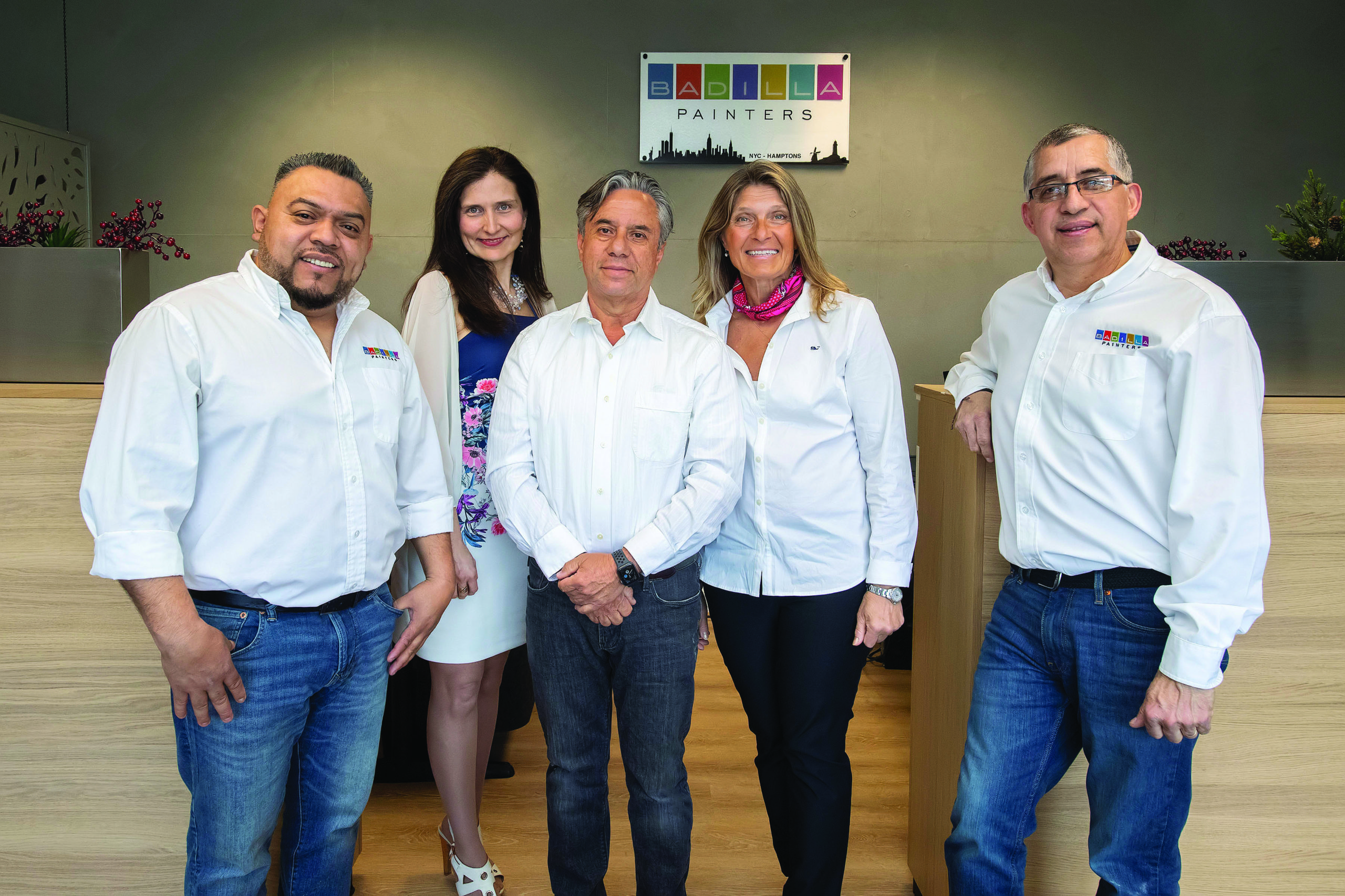 The Badilla Painters management team, from left to right, Arnulfo Vasquez, Julie Alvarado, Joe Badilla, Marina Leous, and Joe Sarasky.