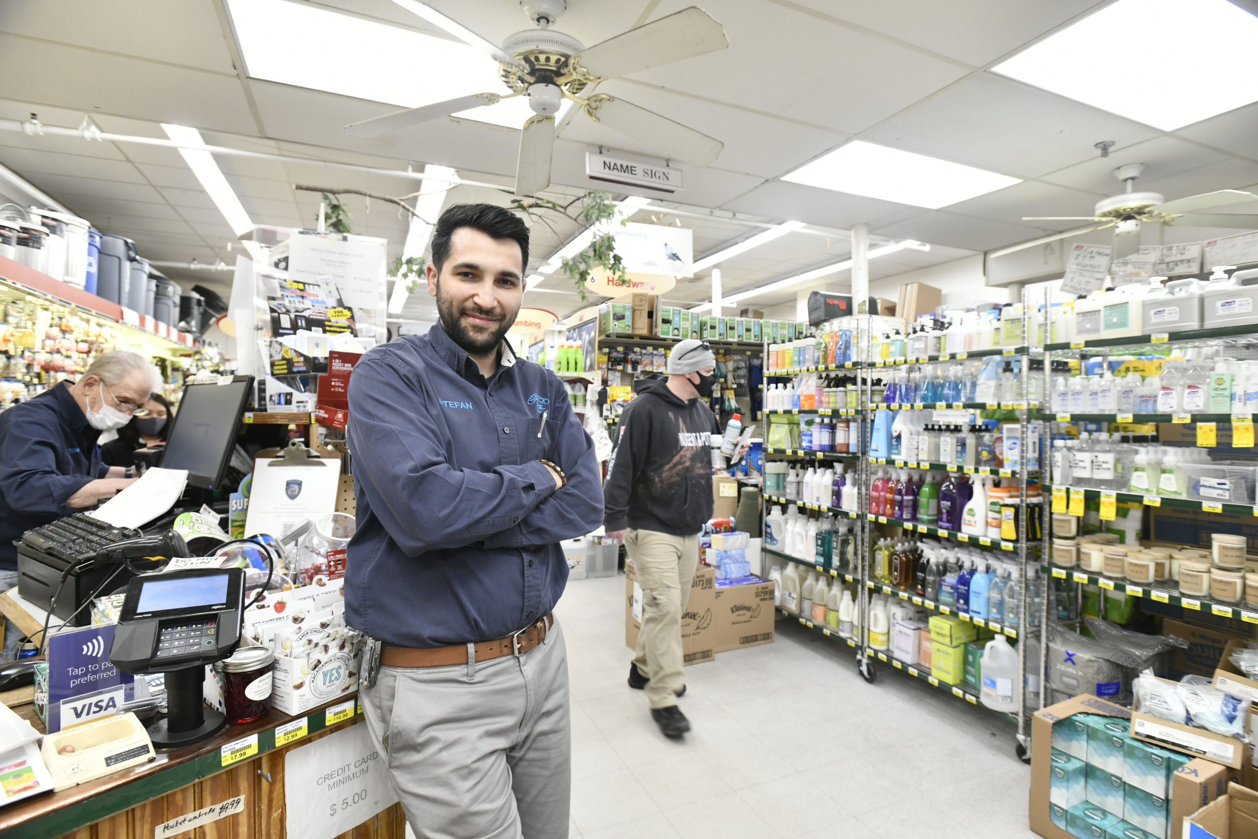 Herrick Hardware manager Stefan Grigoras in the store in Southampton Village.   DANA SHAW