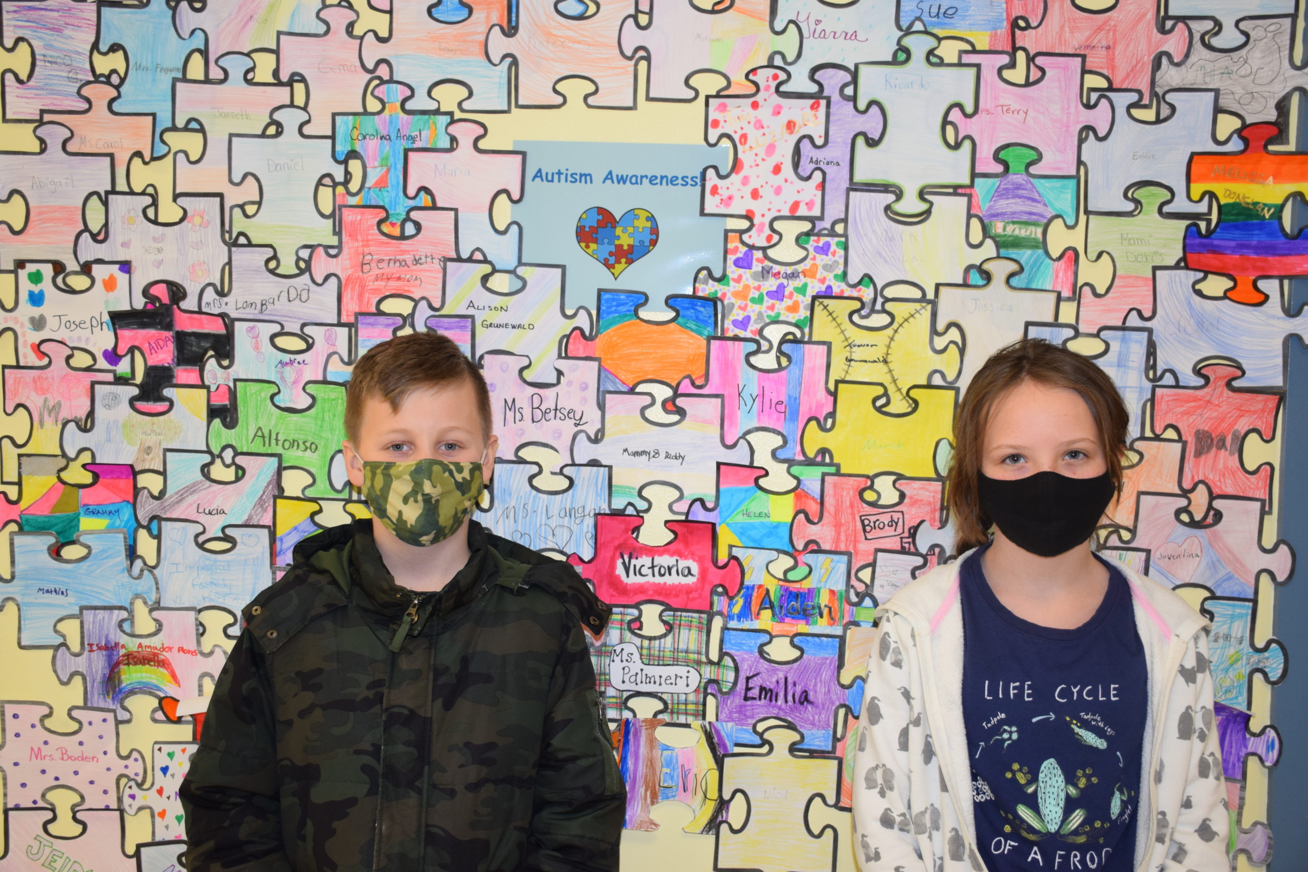 Members of Hampton Bays Elementary School’s service club, K-Kids, recently raised $200 for Camp Flying Point in Southampton as part of an annual autism awareness fundraiser. The club sold paper puzzle pieces that had been colored by students and then displayed in the school’s main hallway.