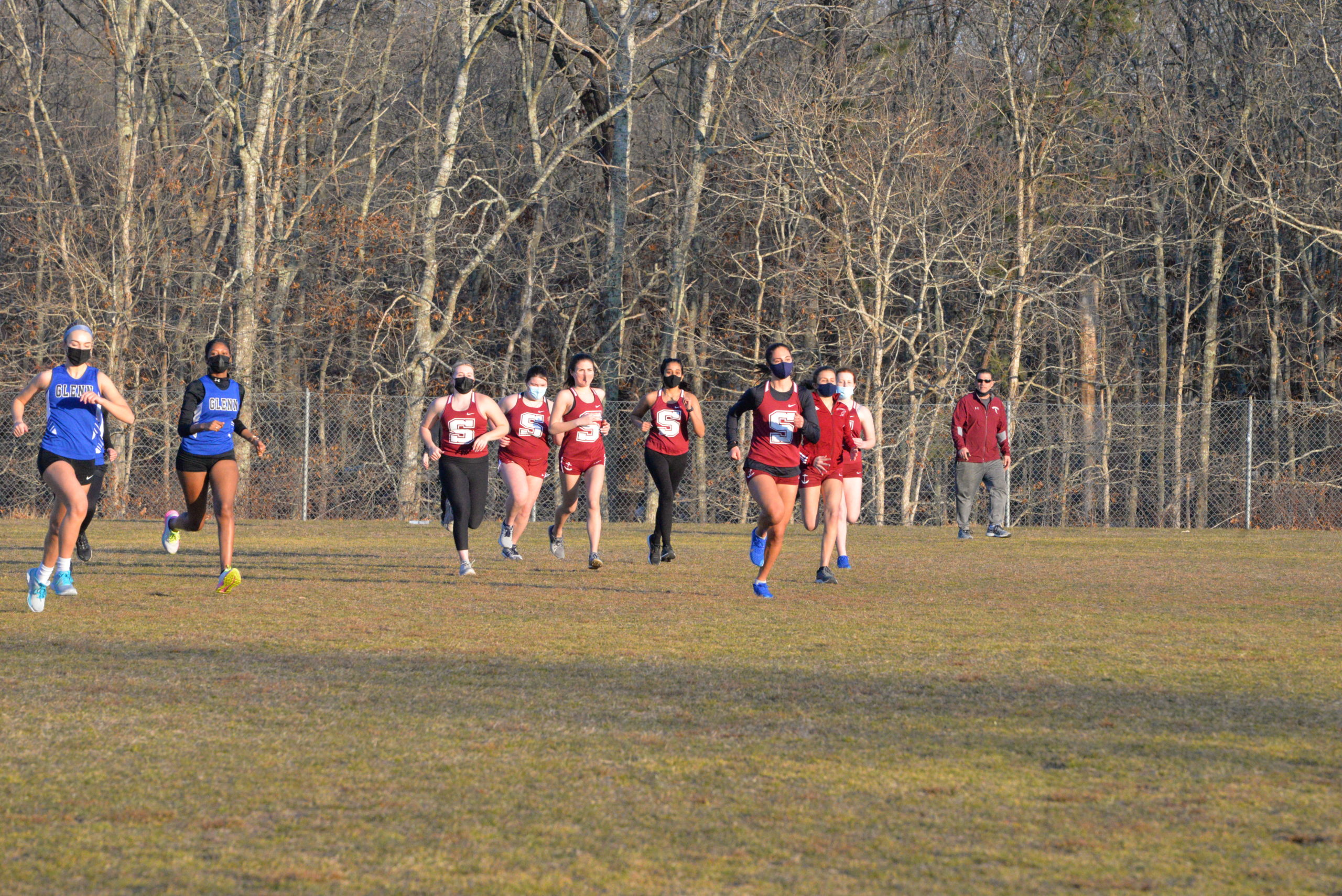 The Southampton girls cross country starts its race with Elwood/John Glenn on Tuesday at Red Creek Park in Hampton Bays.